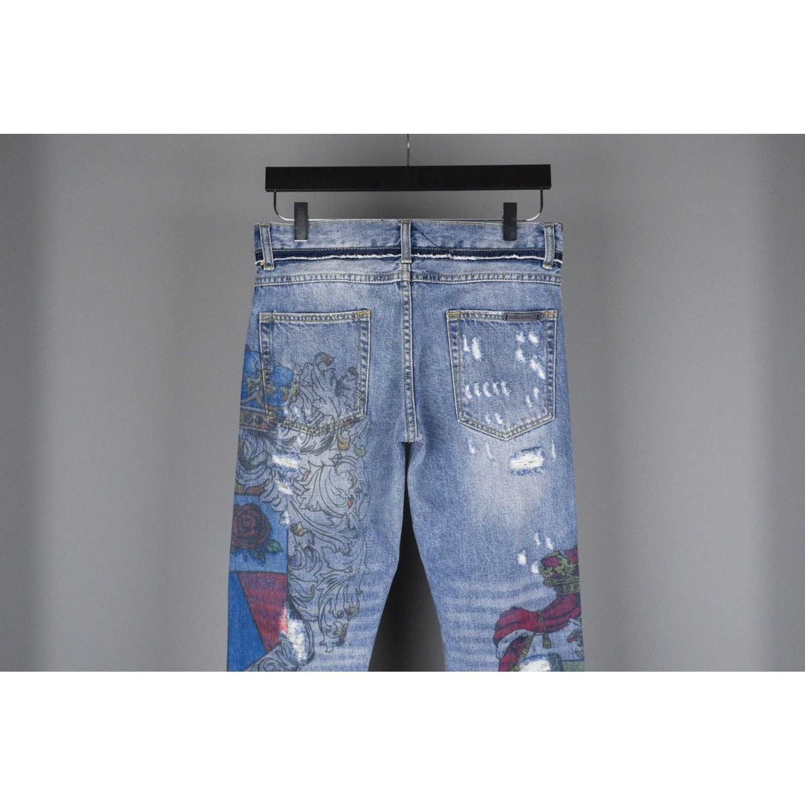 Dolce & Gabbana Dolce gabbana light blue printed ripped denim pants jeans Size US 30 / EU 46 - 6 Thumbnail