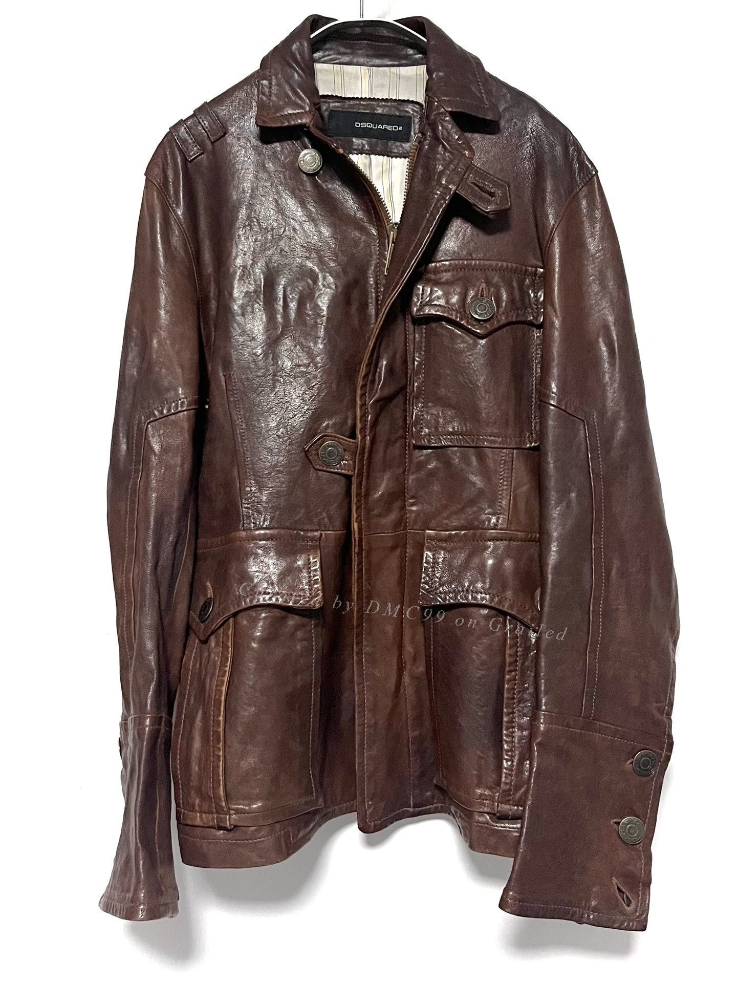 Dsquared2 Dsquared² Runway Brown Leather Jacket Size US L / EU 52-54 / 3 - 1 Thumbnail