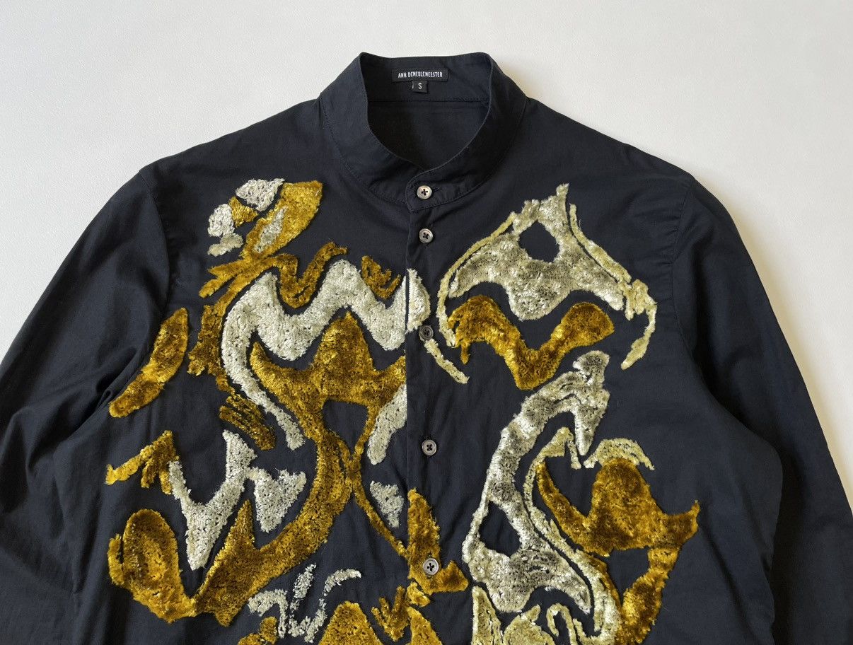 Ann Demeulemeester ‘Abstract Flocked Print’ Black Shirt Size US S / EU 44-46 / 1 - 3 Thumbnail