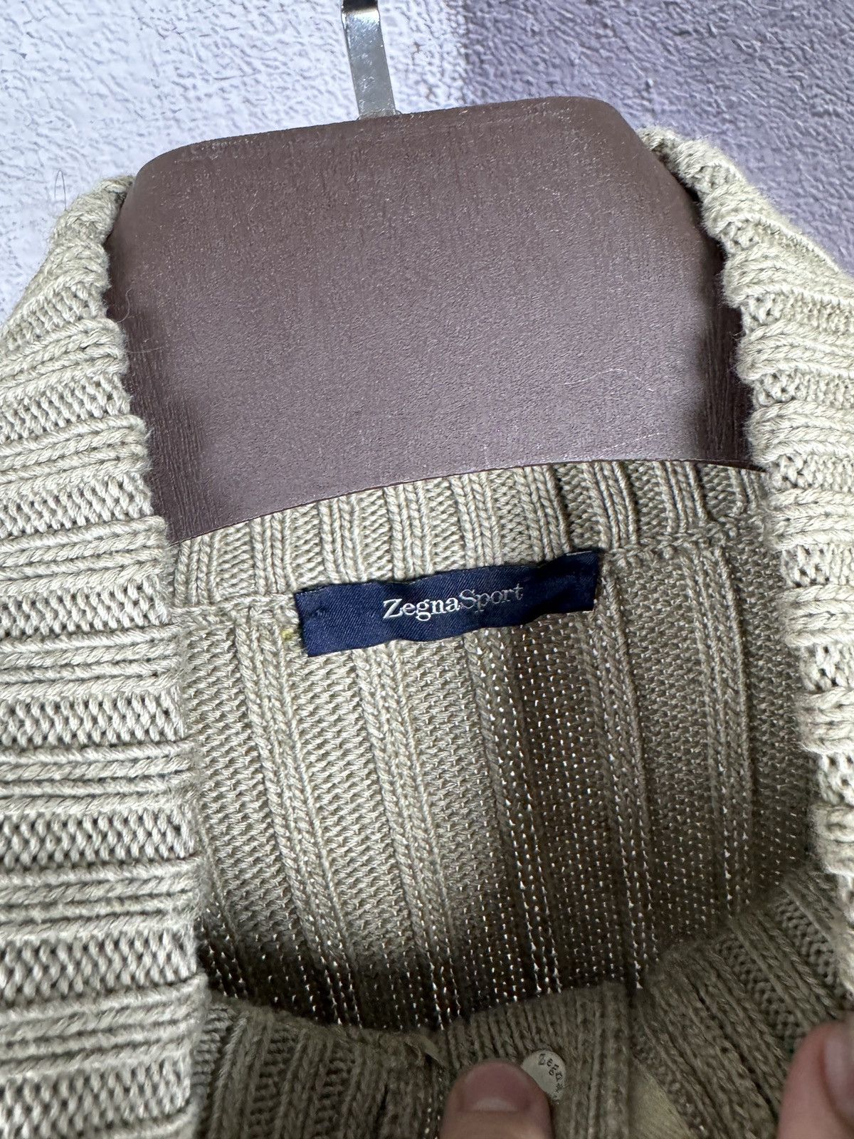 Ermenegildo Zegna Zegna Sport beige cotton cashmere half button down sweater Size US XXL / EU 58 / 5 - 9 Thumbnail