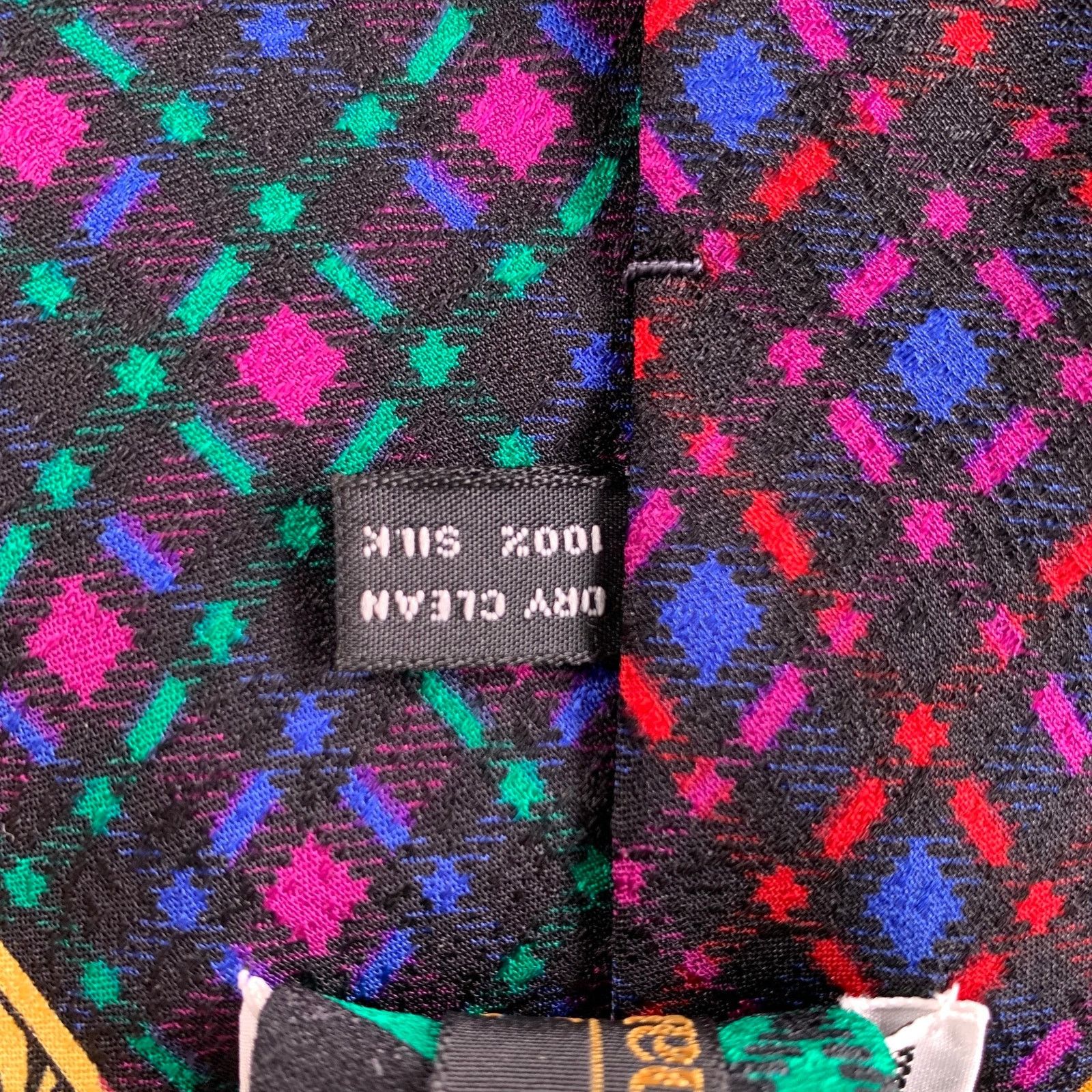 Versace GIANNI VERSACE Black Multi Color Diamond Silk Tie Size ONE SIZE - 4 Thumbnail