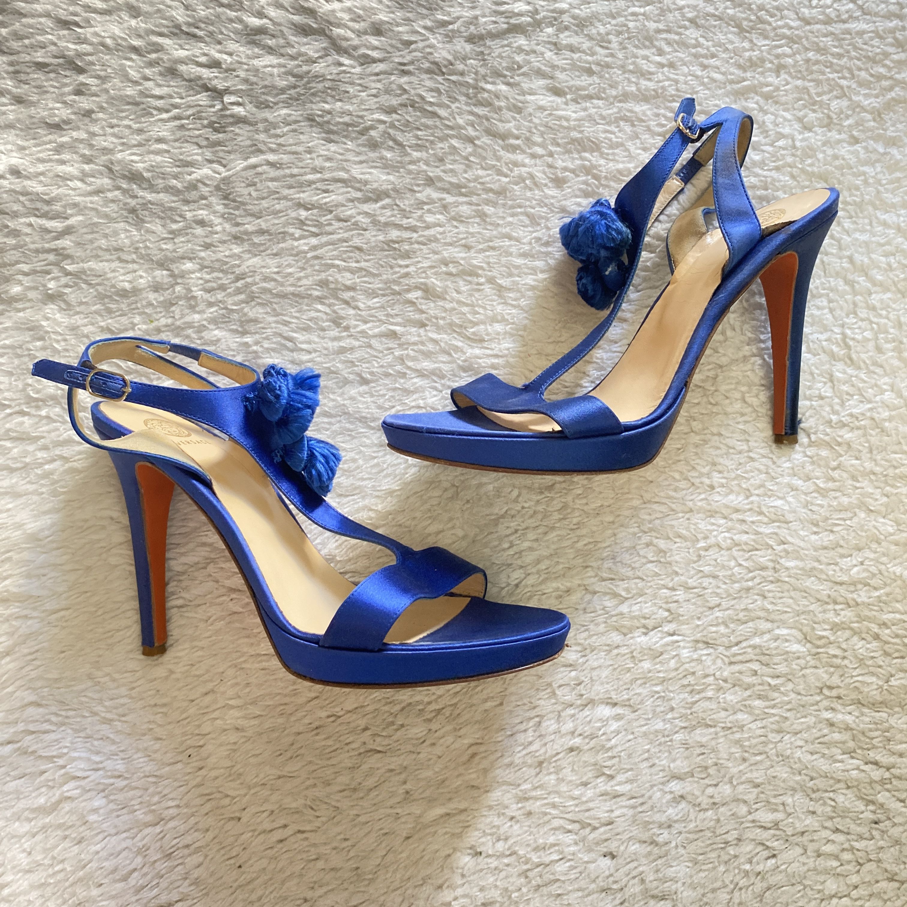 Versace Versace S/S 2008 Blue Silk Tassel Heels – Open Toe Sandals Size US 8 / IT 38 - 21 Thumbnail