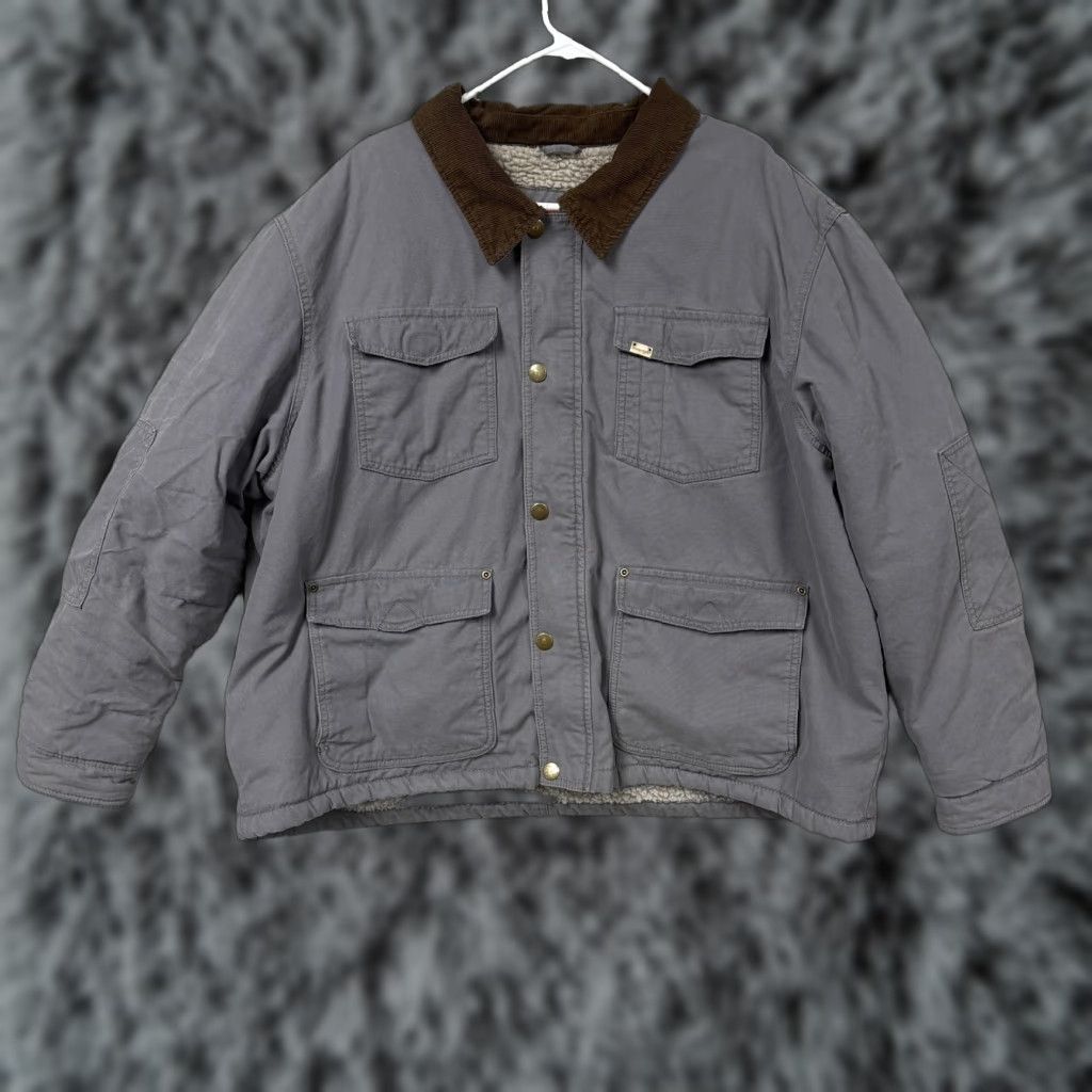 Wrangler Wrangler Field Jacket Men 3XL Gray Sherpa Lined Canvas Workwear Bomber Jacket Short Zip Insulated Utility Coat Casual Winter Outdoors Mens Size US XXL / EU 58 / 5 - 1 Thumbnail