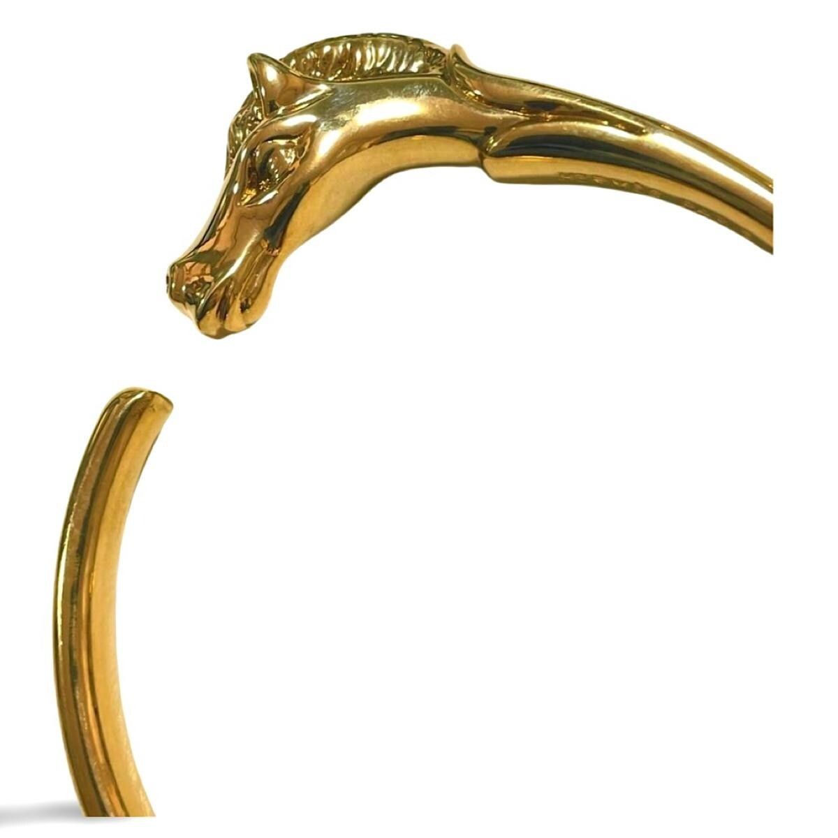 Hermes Vintage Hermes golden horse head design bangle, bracelet. Size ONE SIZE - 4 Thumbnail