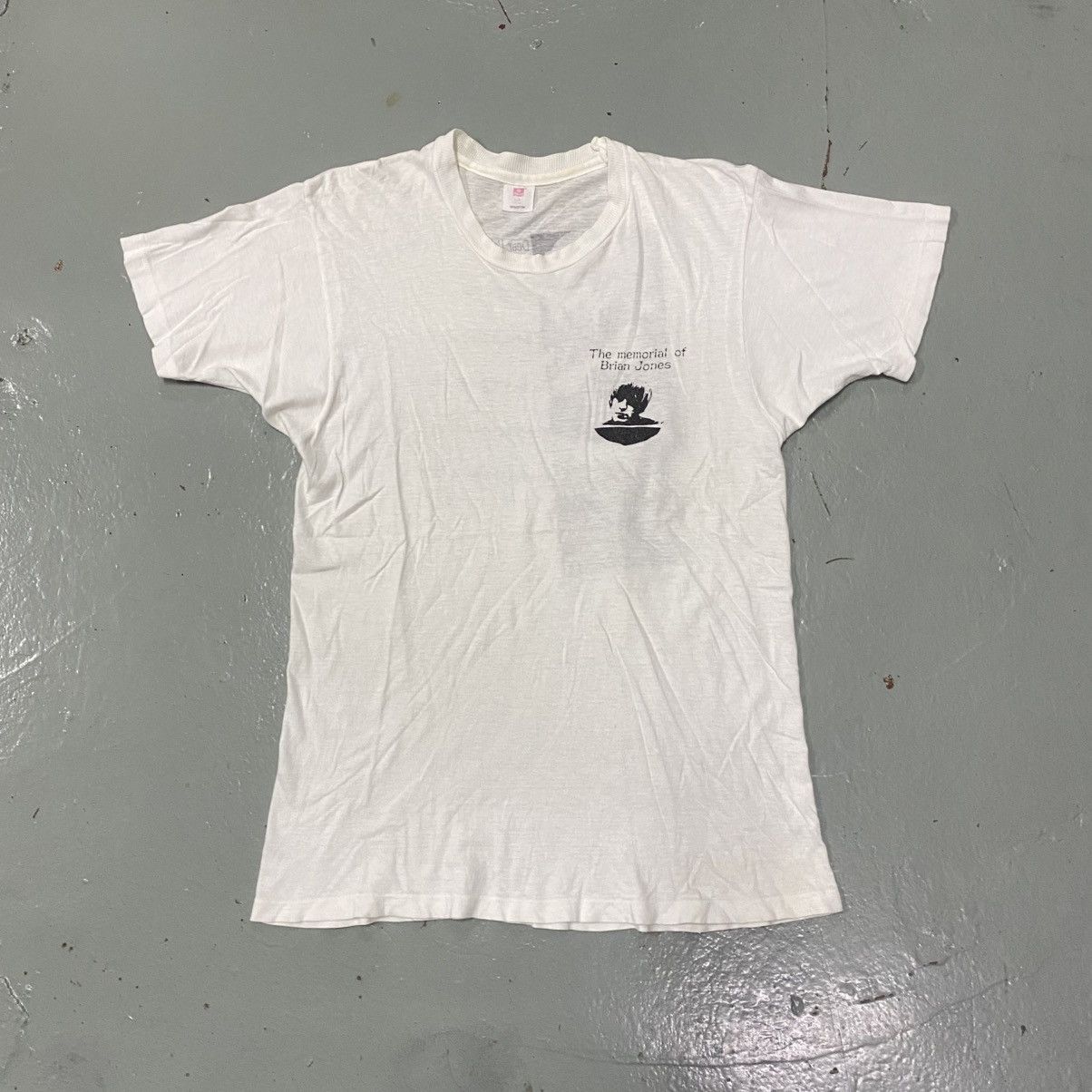 Band Tees × Unsound Rags × Vintage Vintage 80s Brian Jones Memorial Tee Rap Loro Piana Britpop Size US M / EU 48-50 / 2 - 3 Thumbnail
