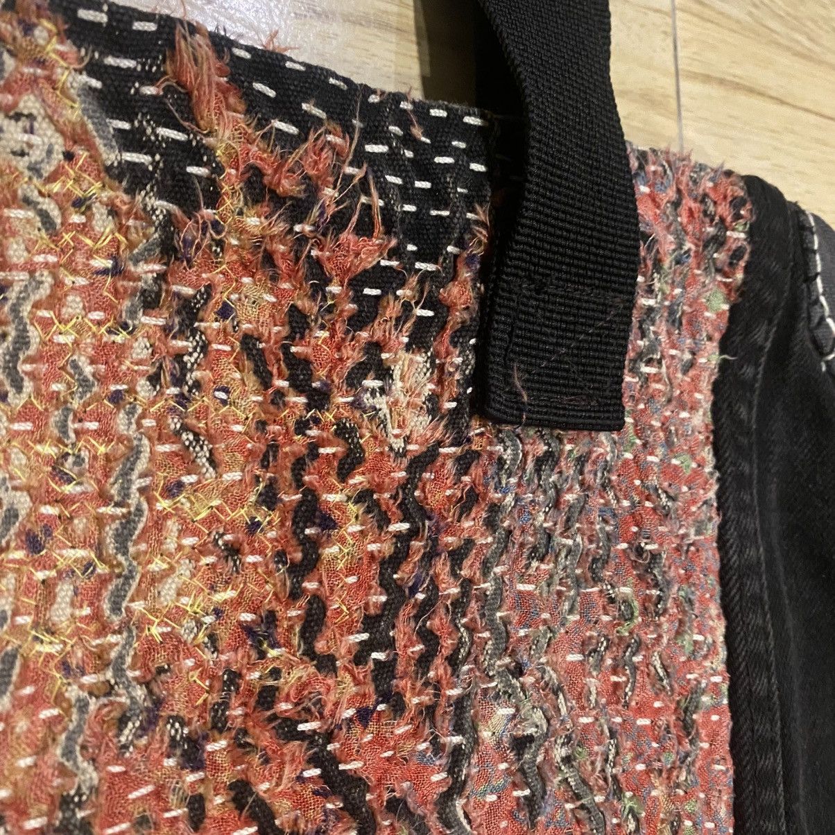 Handmade 1/1 Handstitch Sashiko Boro Natural Distressed Tote Bag Size ONE SIZE - 14 Thumbnail
