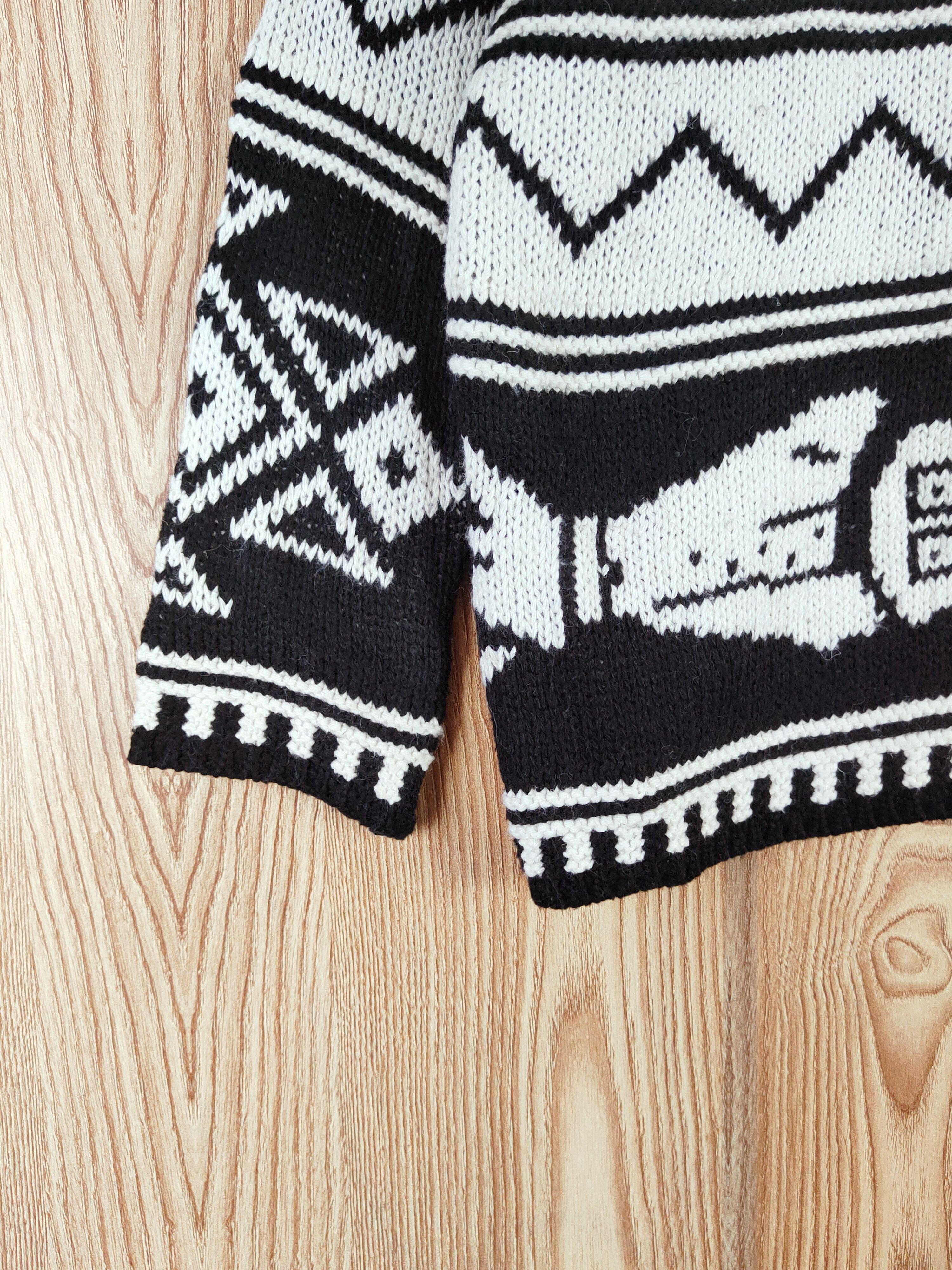 Japanese Brand DL GRL Black White motive art Knitwear Cardigan #W735 Size M / US 6-8 / IT 42-44 - 4 Thumbnail