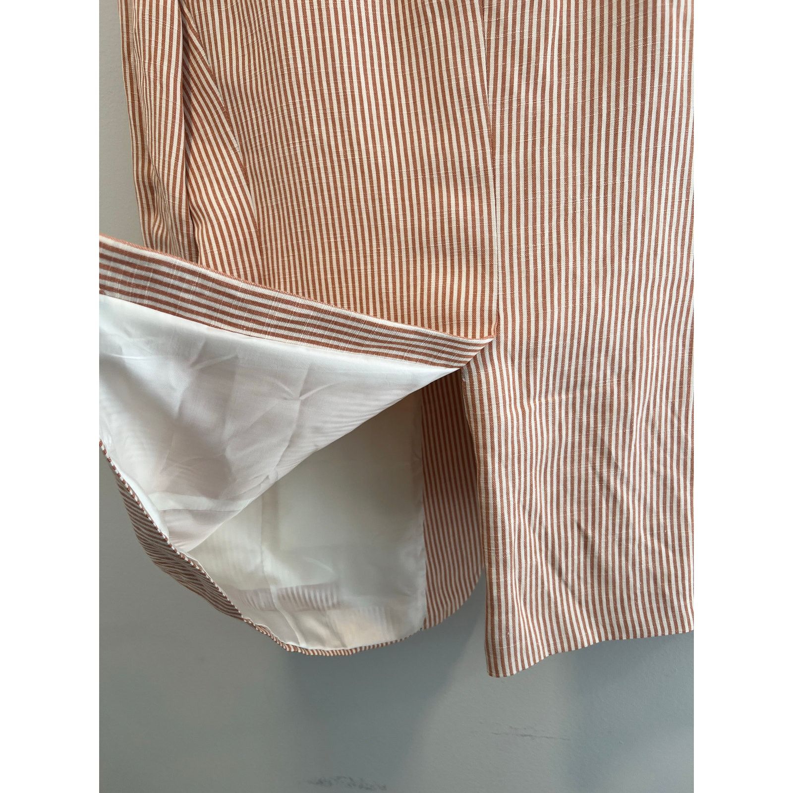 Hickey Freeman Hickey Freeman Silk Linen 3 Button Pinstripe Suit Jacket 42R Size 42L - 6 Thumbnail