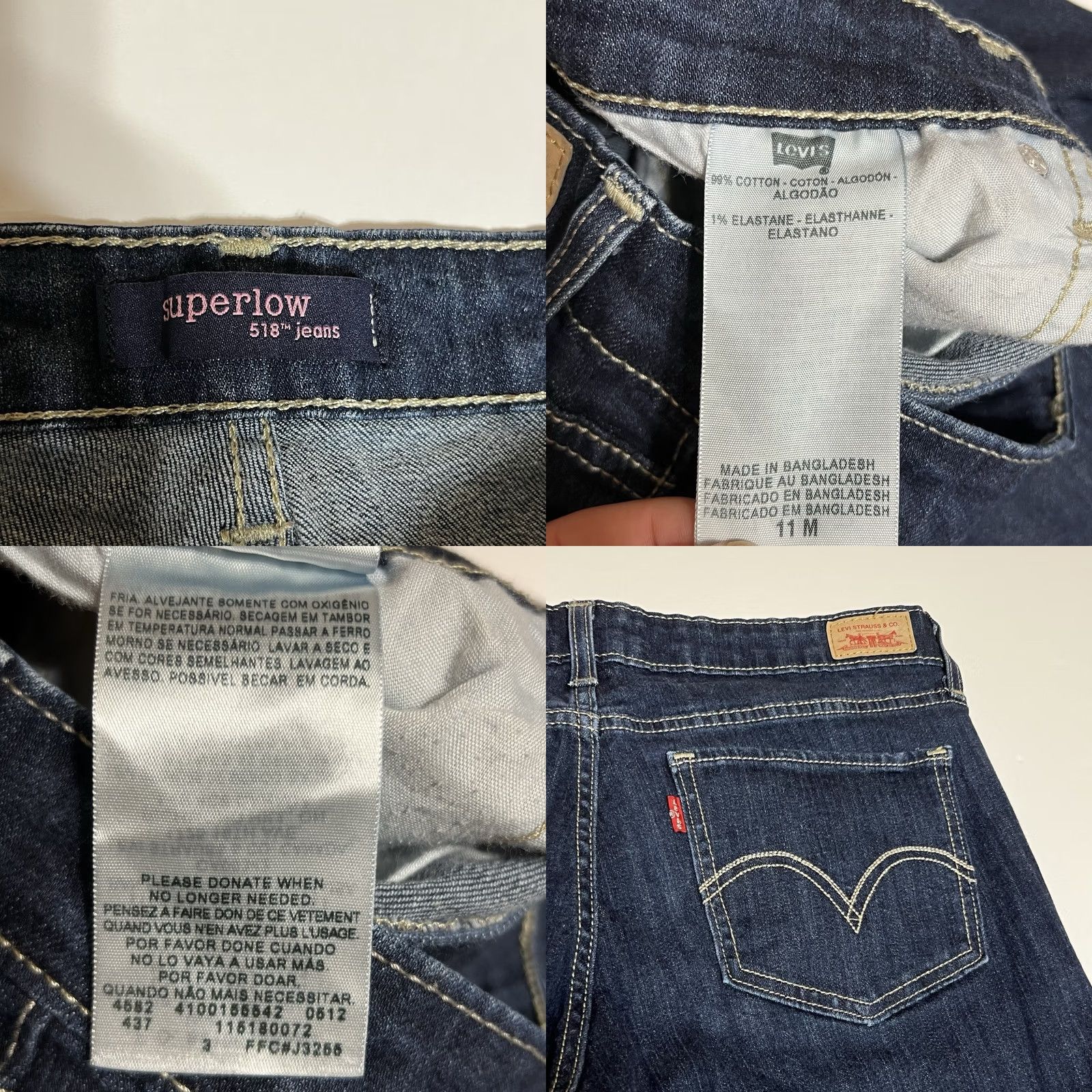 Levi's Levi's Womens 518 Bootcut Jeans Jeans 11M 33x26 Blue Distinctive Logo Pockets Denim Light Stretch Regular Rise Low Rise N/A Size 32" / US 10 / IT 46 - 8 Thumbnail