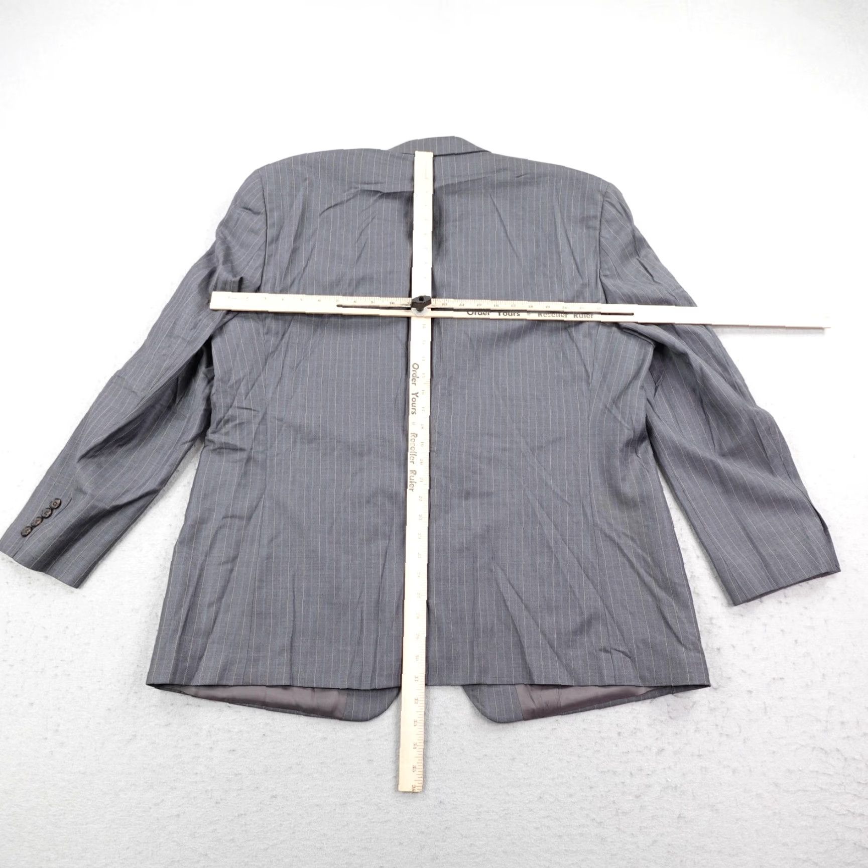Ralph Lauren Lauren Ralph Lauren Blazer Mens 48R Gray Pinstripe Wool Suit Jacket Sport Coat Size 48R - 5 Thumbnail