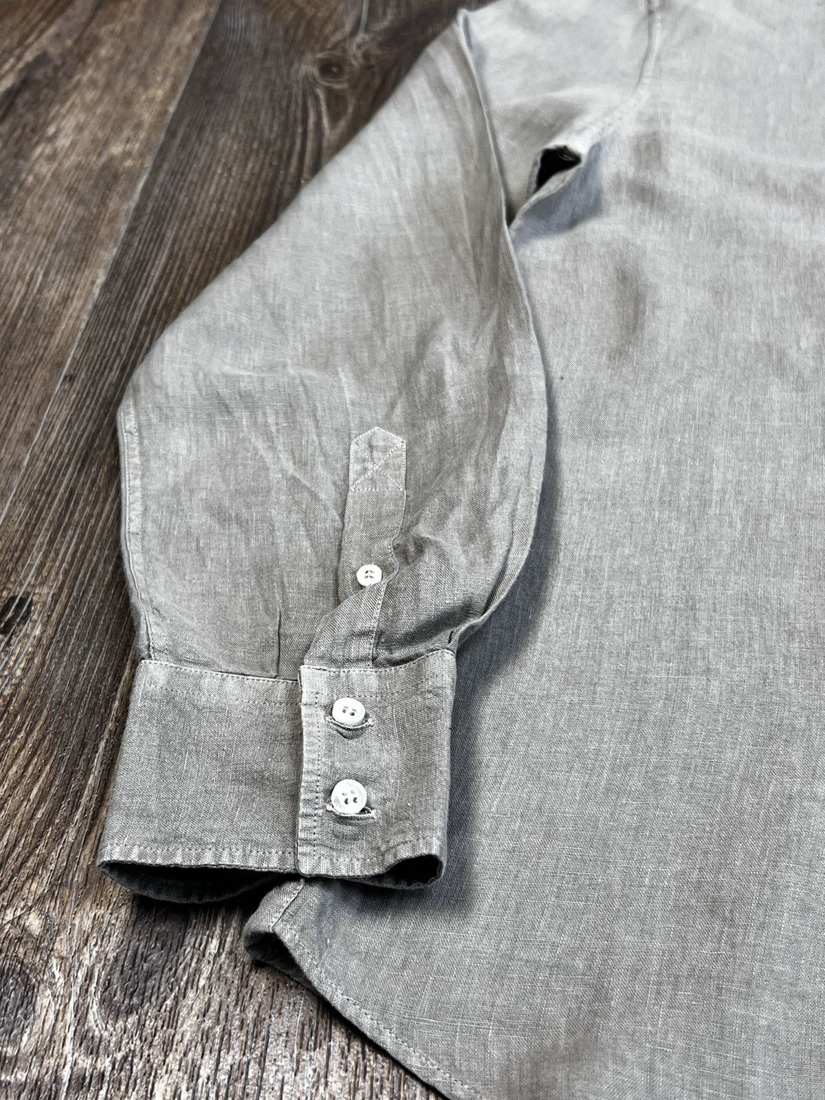 Brunello Cucinelli Brunello Cucinelli Linen Grey Buttons Up Long Sleeve Shirt Size US XL / EU 56 / 4 - 6 Thumbnail