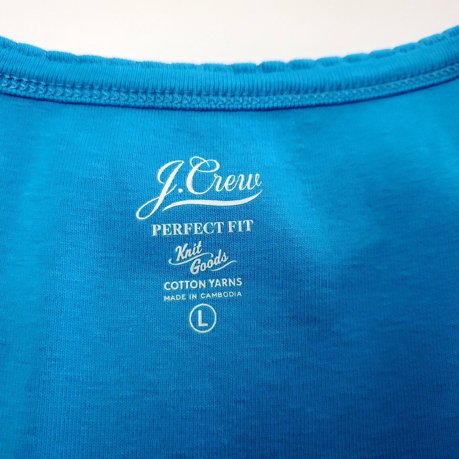 J.Crew J Crew Perfect Fit Blue Tank Top Large Cotton Yarns Size L / US 10 / IT 46 - 5 Thumbnail