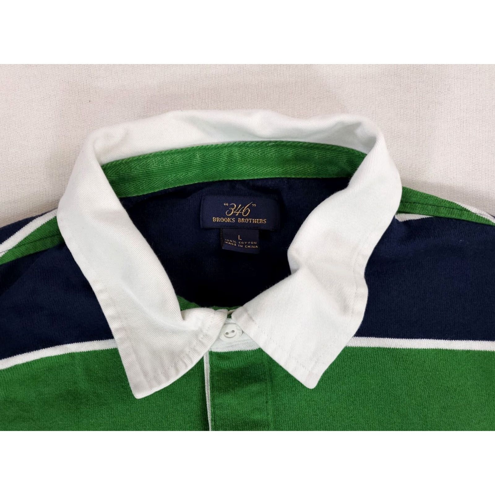 Brooks Brothers Brook Brothers 346 Polo Rugby Shirt Multicolor Striped Mens L Blue Green White Polo Shirt Mens L Size US L / EU 52-54 / 3 - 2 Thumbnail