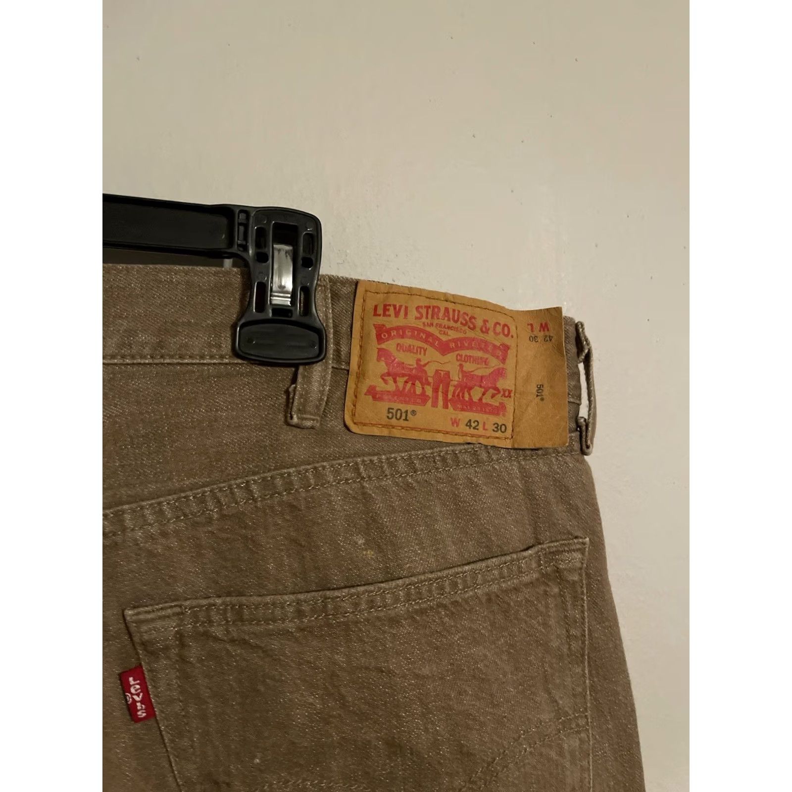 Levi's Levi's 501 Jeans Mens 42x30 Tan Button Fly Cone Denim Size US 42 / EU 58 - 4 Thumbnail