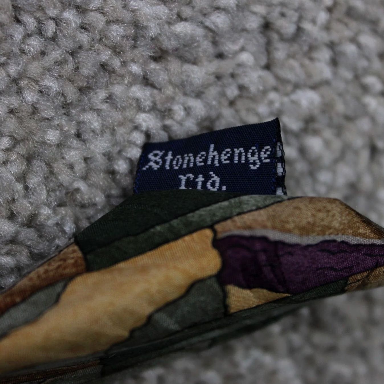 Vintage J. Garcia Necktie Geometric 100% Silk Abstract Green Tan Purple 55" Long 57"-60" Classic Tie Mens Size ONE SIZE - 3 Thumbnail