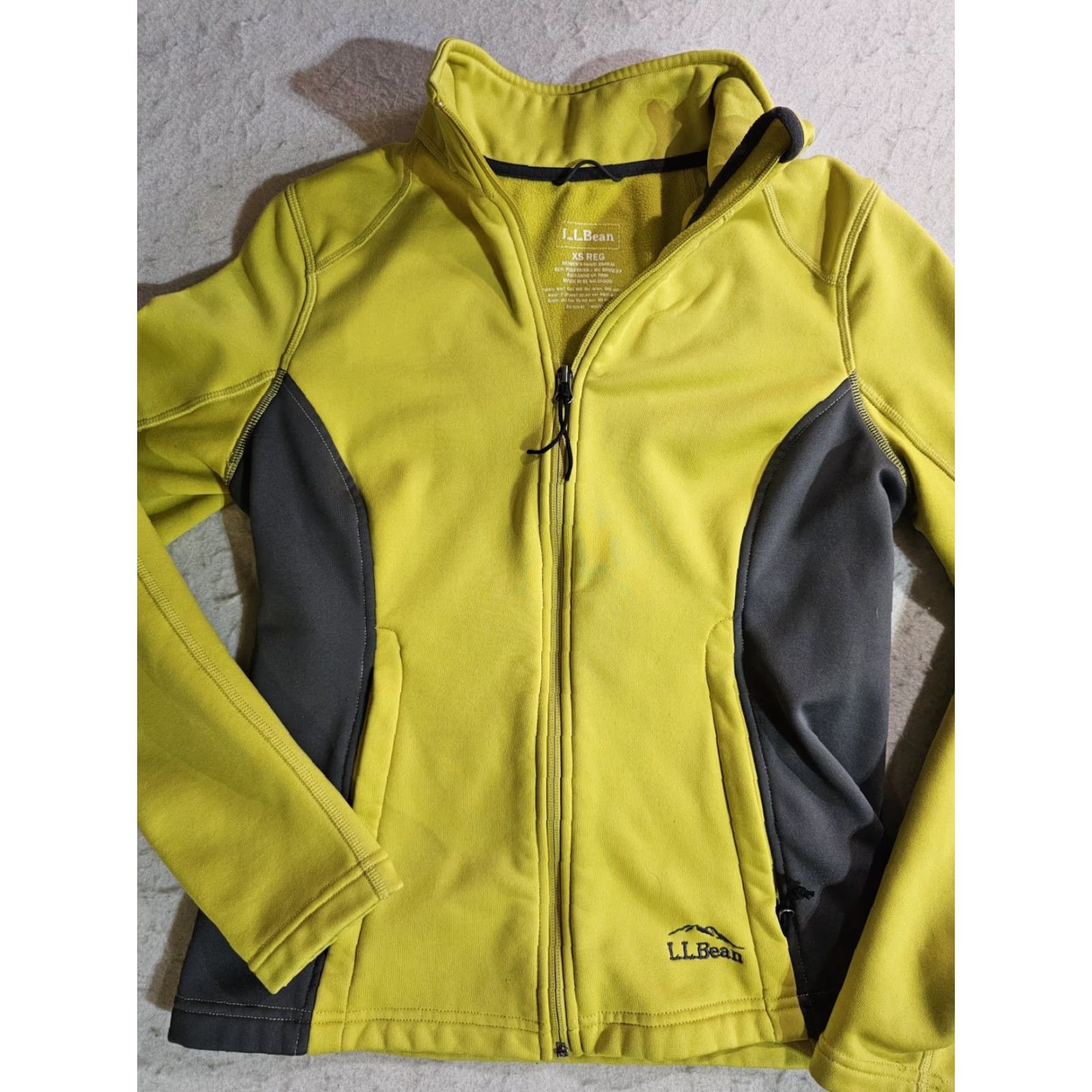 Vintage LL Bean Women’s Full Zip Athletic Jacket Spandex Blend Yellow/Gray XS Regular Short Softshell 90s Outdoor Basic Jacket Women's Size XS / US 0-2 / IT 36-38 - 2 Thumbnail
