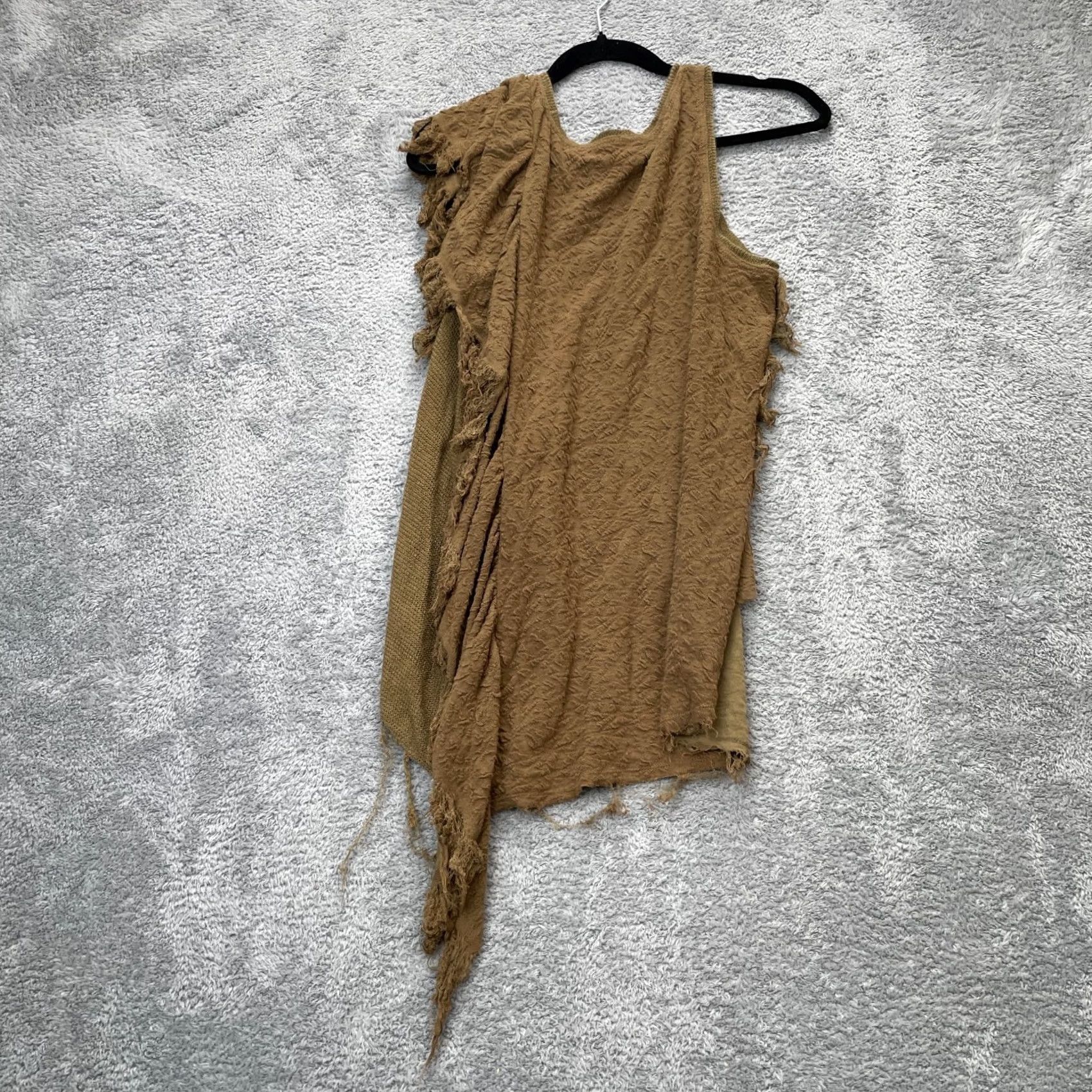 Free People Free People Tank Womens Small Brown Top Asymmetrical Fringe Trim Boho Artsy Fray Tank Top Beach Bohemian City Outdoor Womens Small Brown Side Fringe Size S / US 4 / IT 40 - 2 Thumbnail