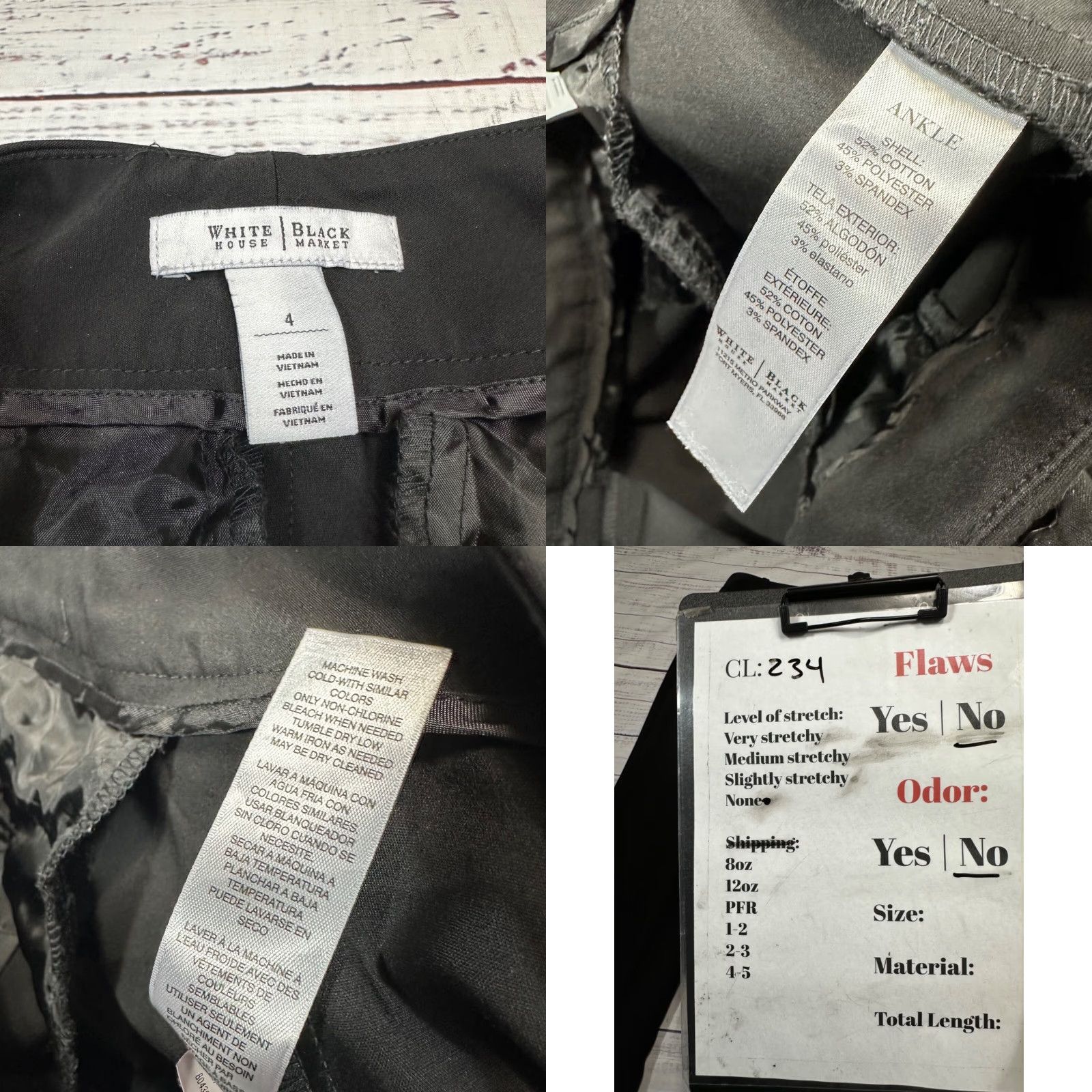 White House Black Market White House Black Market Womens Pants Ankle Dress Black 4 Cotton/Poly Blend Pants Size 27" / US 4 / IT 40 - 8 Thumbnail