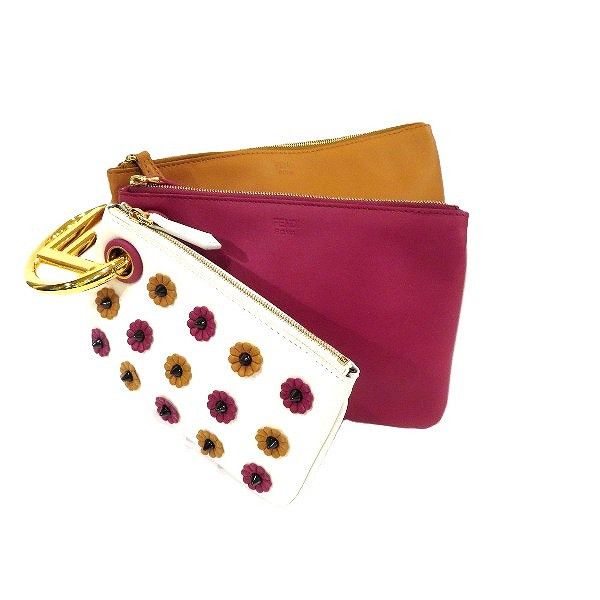 Fendi Fendi Triplette Leather Clutch Bag Leather Clutch Bag 8BS001 DUTY FREE for USA