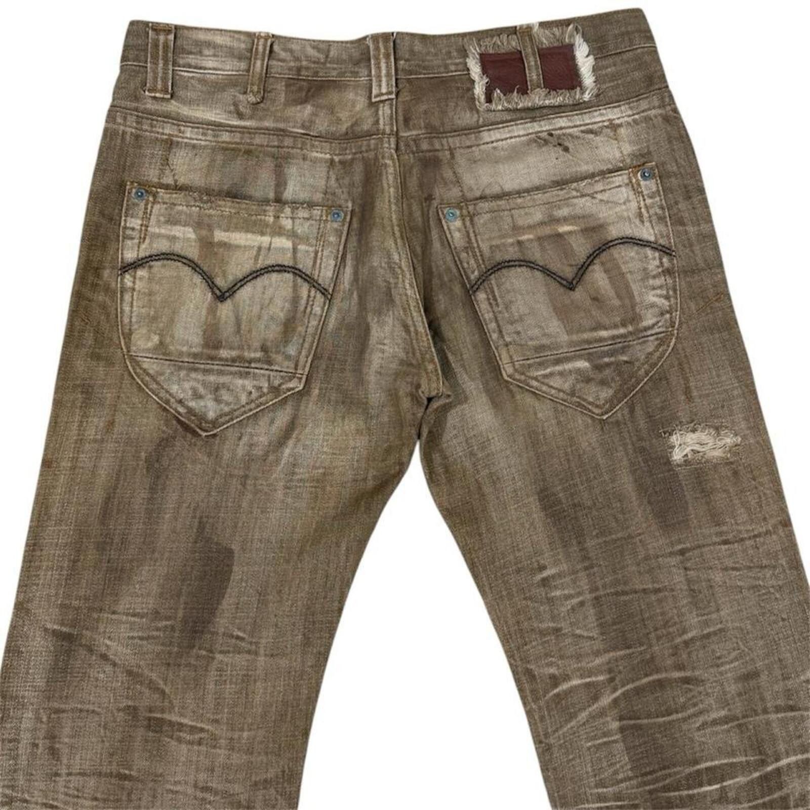 True Religion Y2K Vintage Rare 2#1 unique shade denim jeans Size 33" - 2 Thumbnail