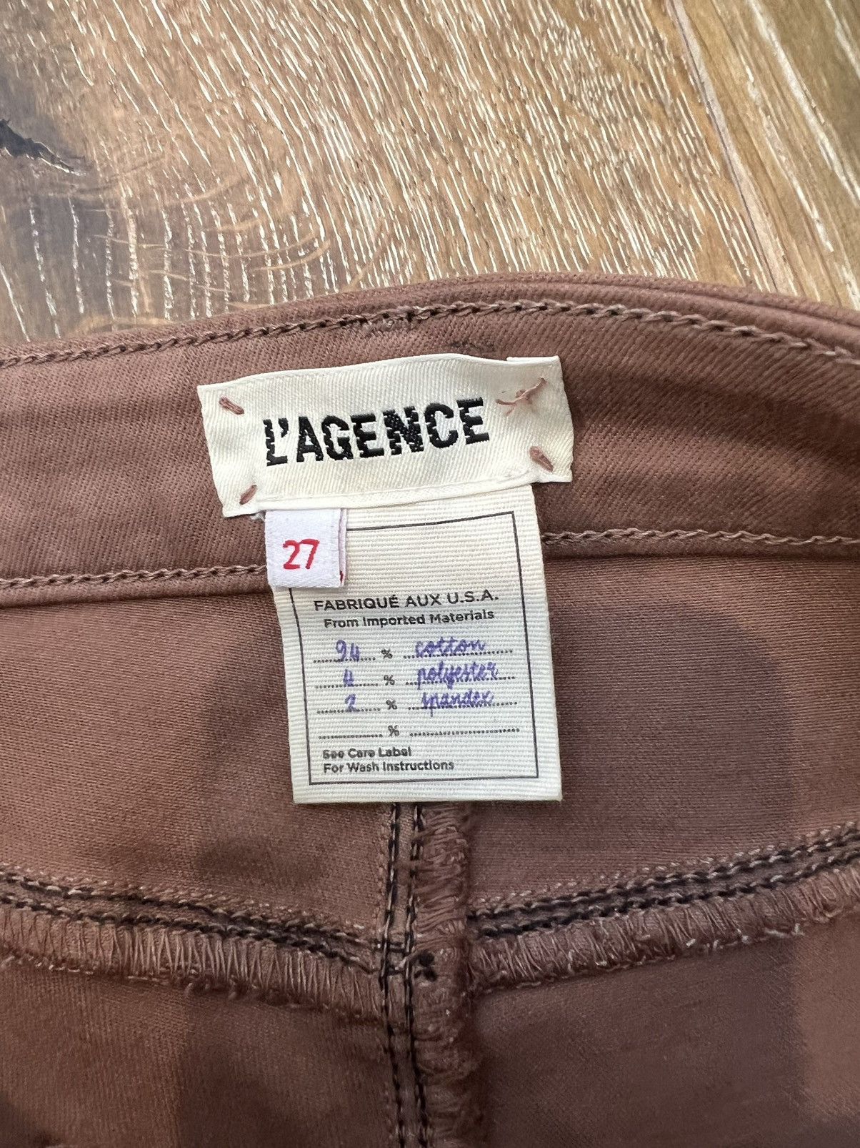 L'AGENCE L'Agence Coated Margot High Rise Skinny Jeans Nutmeg Size 27" / US 4 / IT 40 - 3 Thumbnail
