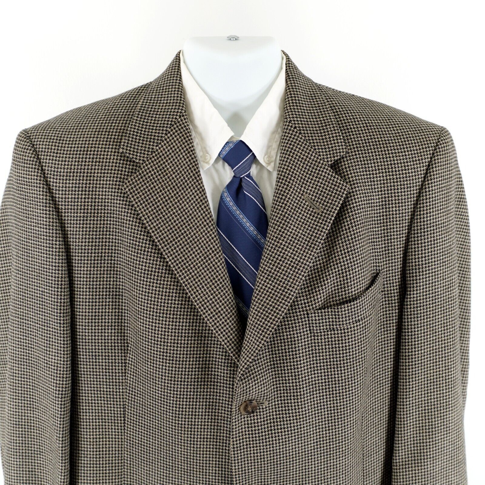 Hart Schaffner Marx Hart Schaffner Marx Parisian Tweed Wool Houndstooth Black Ta Size 42L - 1 Thumbnail