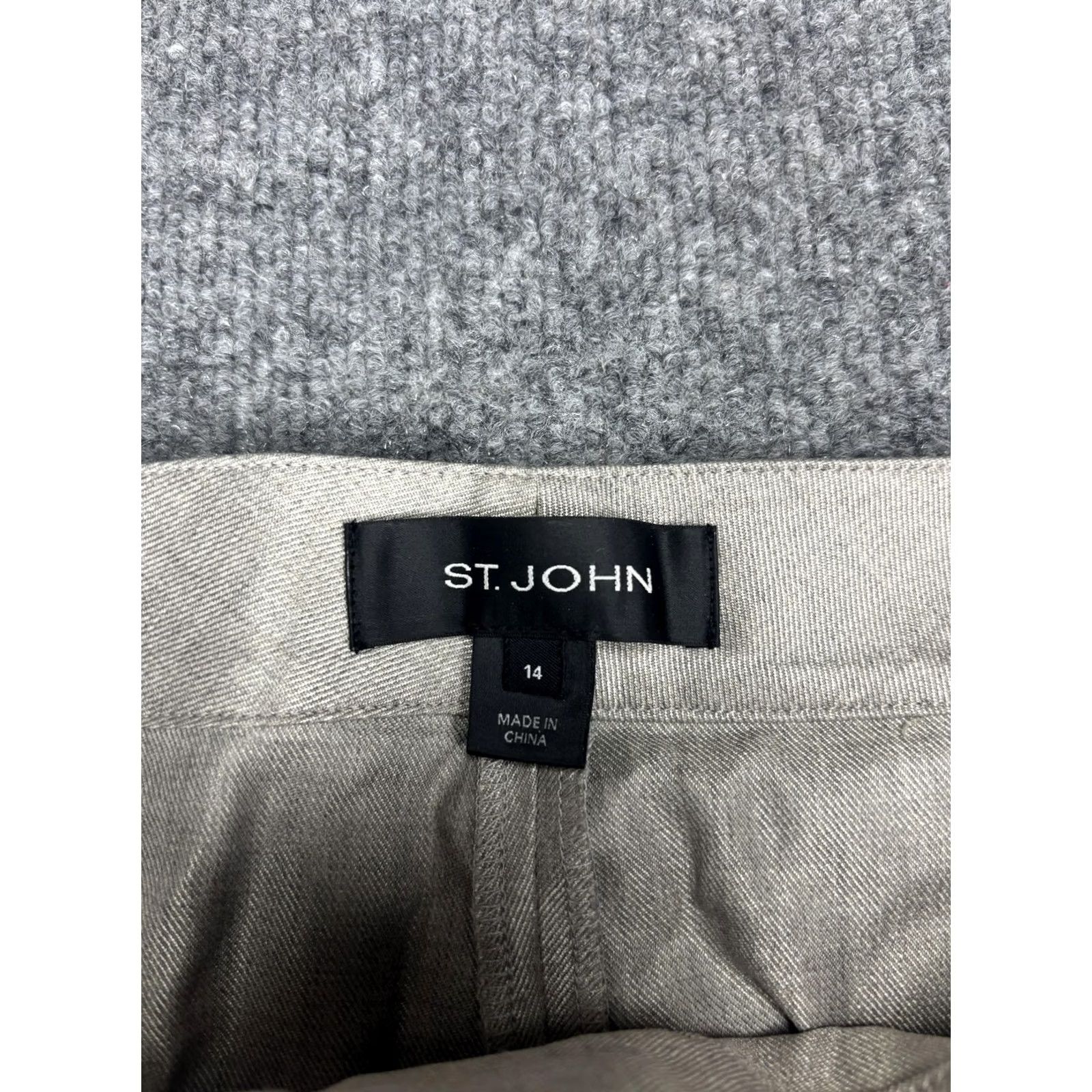 St. John St. John Dress Pants Womens 14 Beige Twill Straight Leg Classic Workwear Size 36" / US 14 / IT 50 - 2 Thumbnail