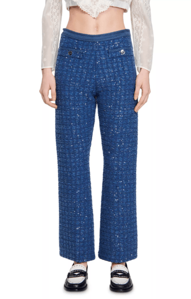 Sandro PALMIRA 36 S Blue Tweed Metallic Shiny Straight Fit 88505 Size 25" / US 0 / IT 36 - 1 Thumbnail