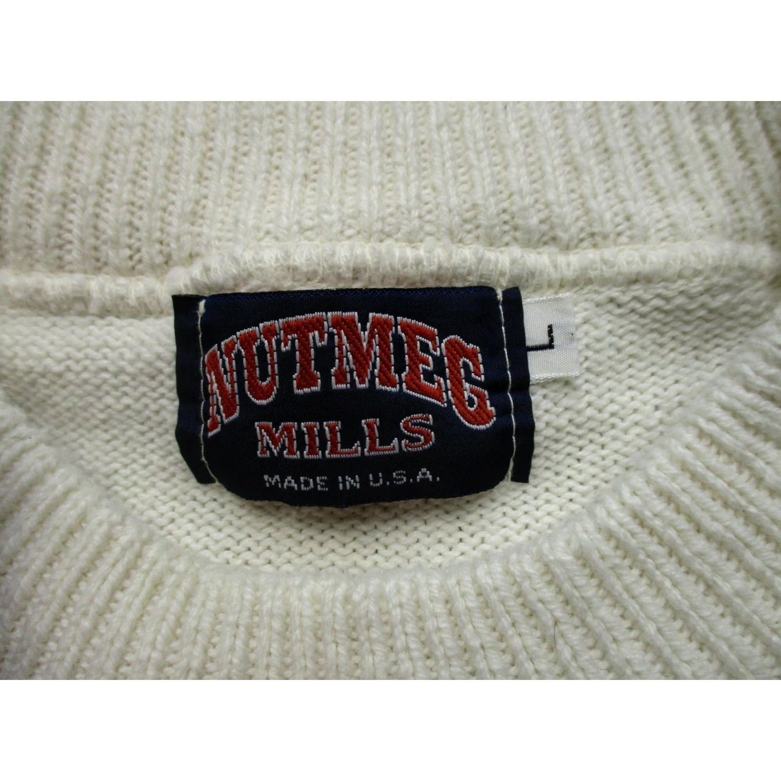 Nutmeg VINTAGE Nutmeg Mills Sweater Mens L White Golf Graphic Knit Made USA 90s Size US L / EU 52-54 / 3 - 4 Thumbnail