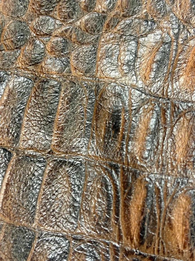 Just Cavalli 2000s Cavalli Black & Brown Crocodile Effect Embossed Leather Shirt Size US L / EU 52-54 / 3 - 7 Thumbnail