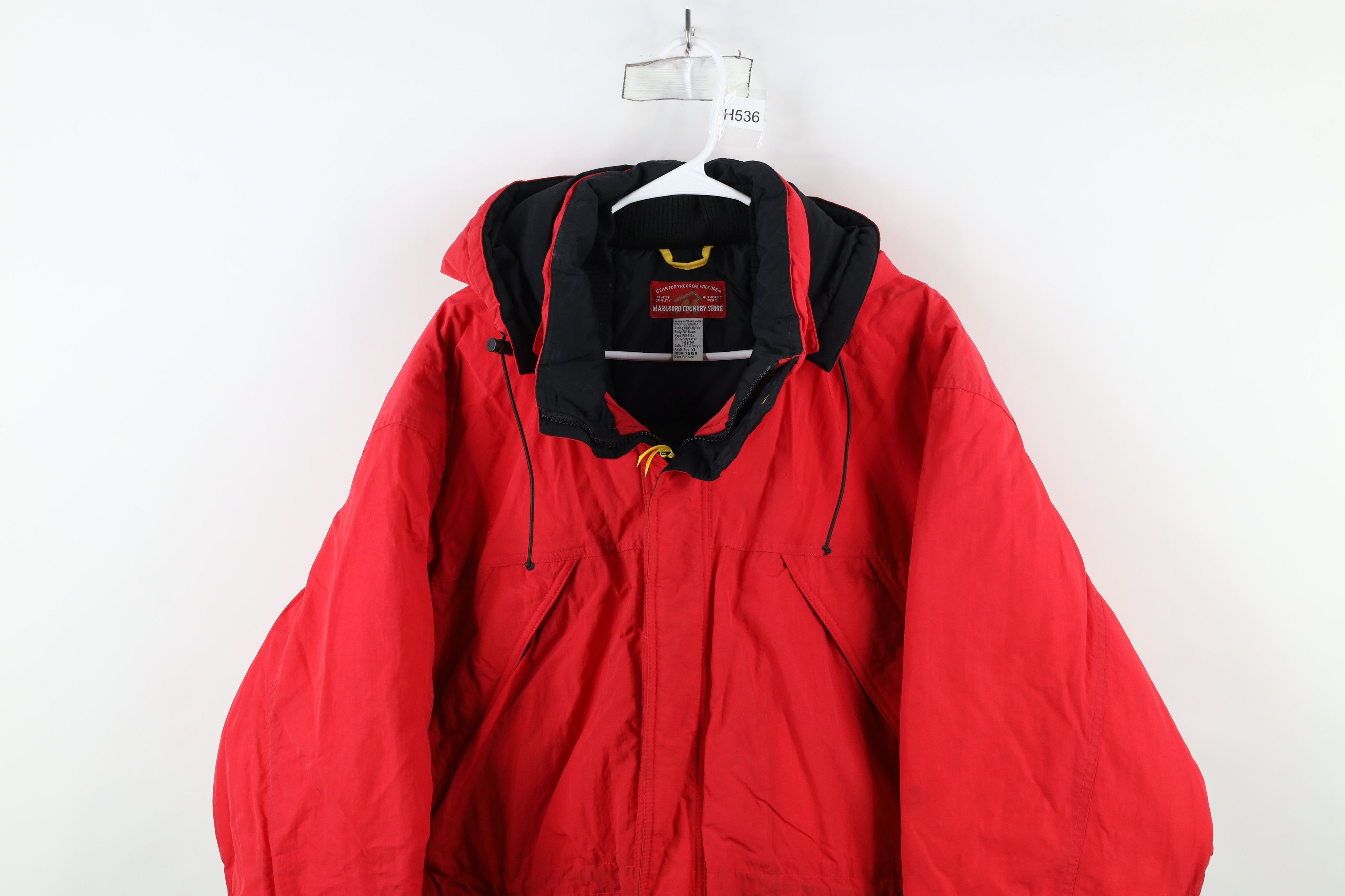 Marlboro × Vintage Vintage 90s Marlboro Duck Down Fill Hooded Puffer Jacket Red Size US XL / EU 56 / 4 - 2 Thumbnail