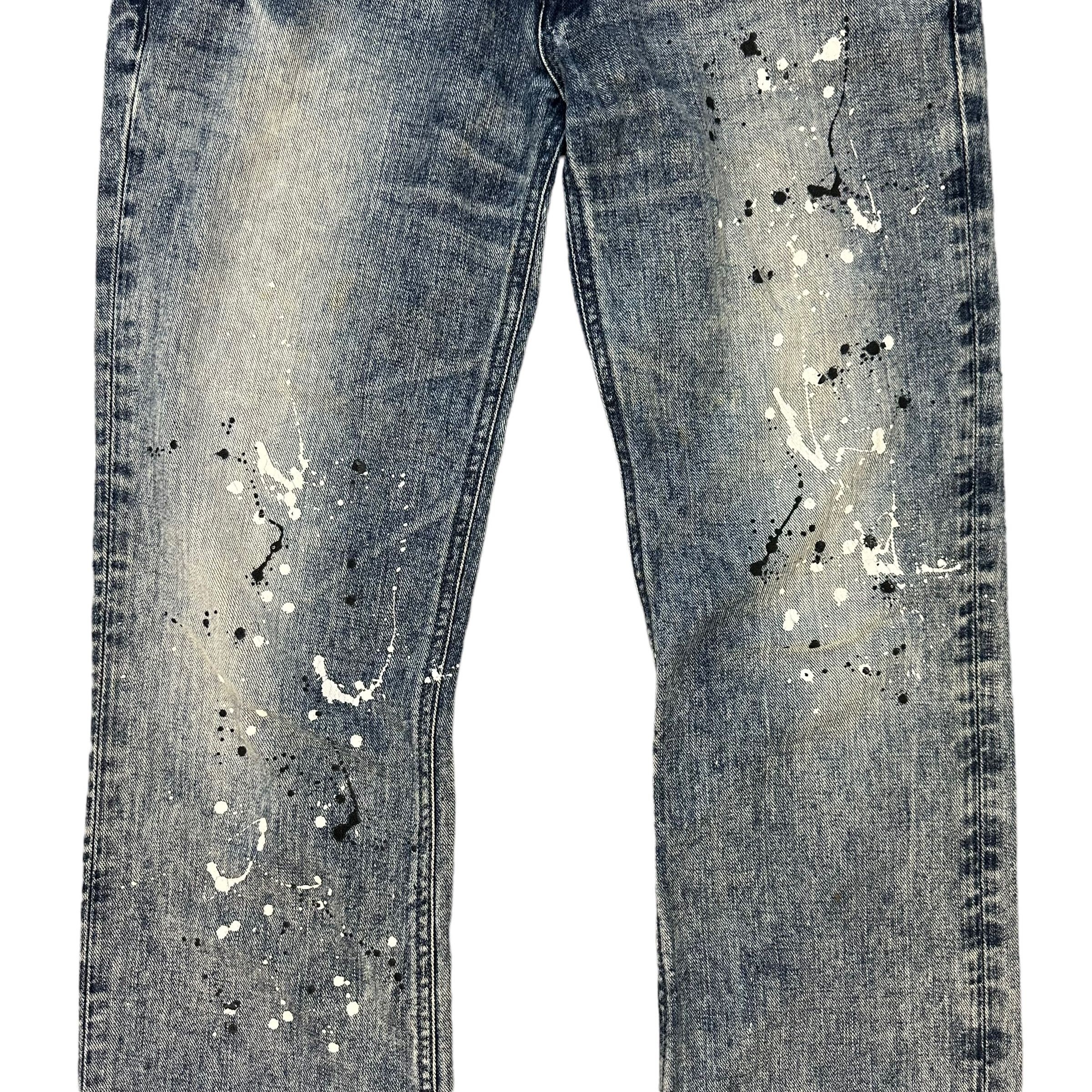 Edwin EDWIN PAINT SPLATTERS LOW RISE WASHED JEANS #8894-035 Size 34" / US 12 / IT 48 - 4 Thumbnail