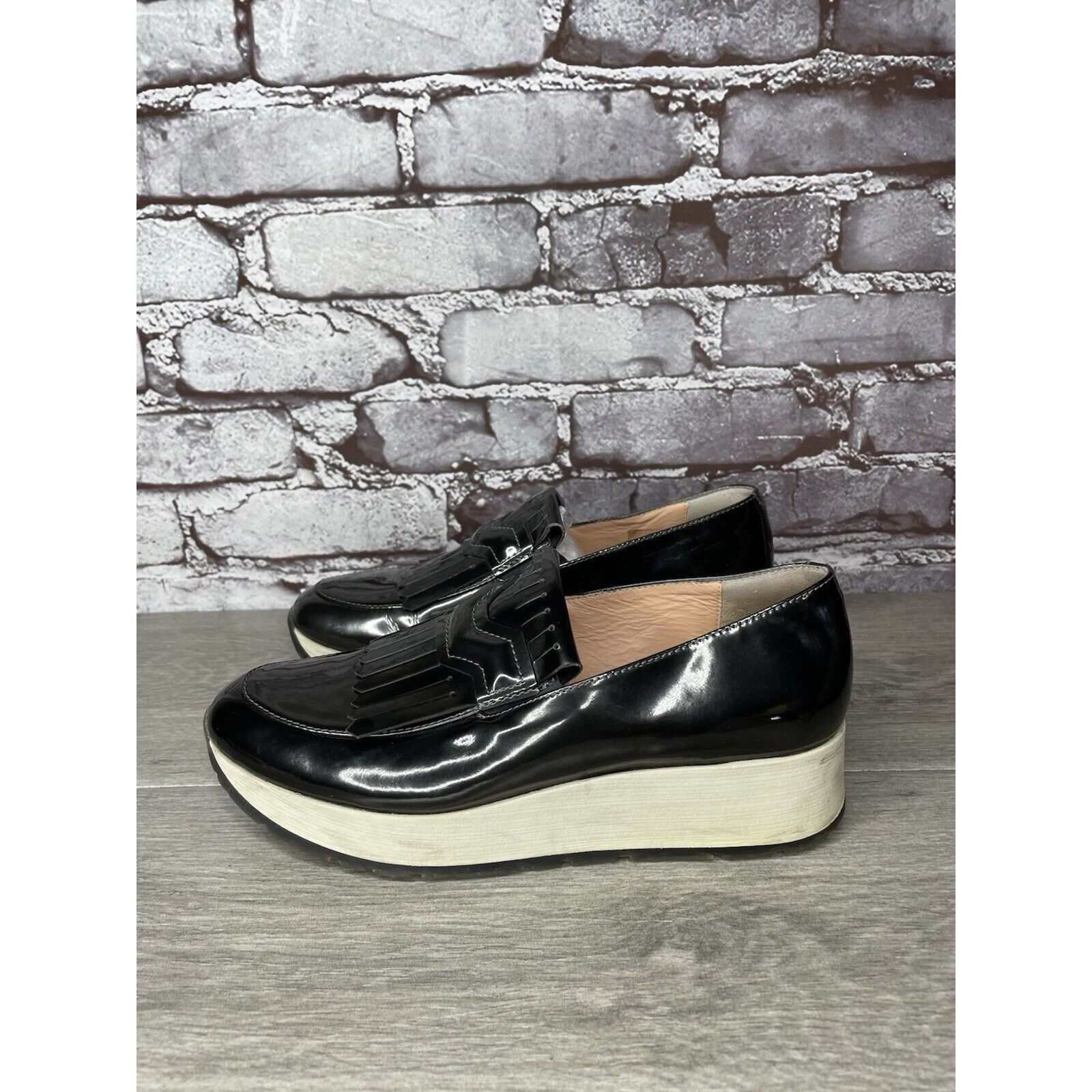 Other Musette Pewter Metallic Patent Leather Kiltie Wedge Shoes Wo Size US 7 / IT 37 - 9 Thumbnail