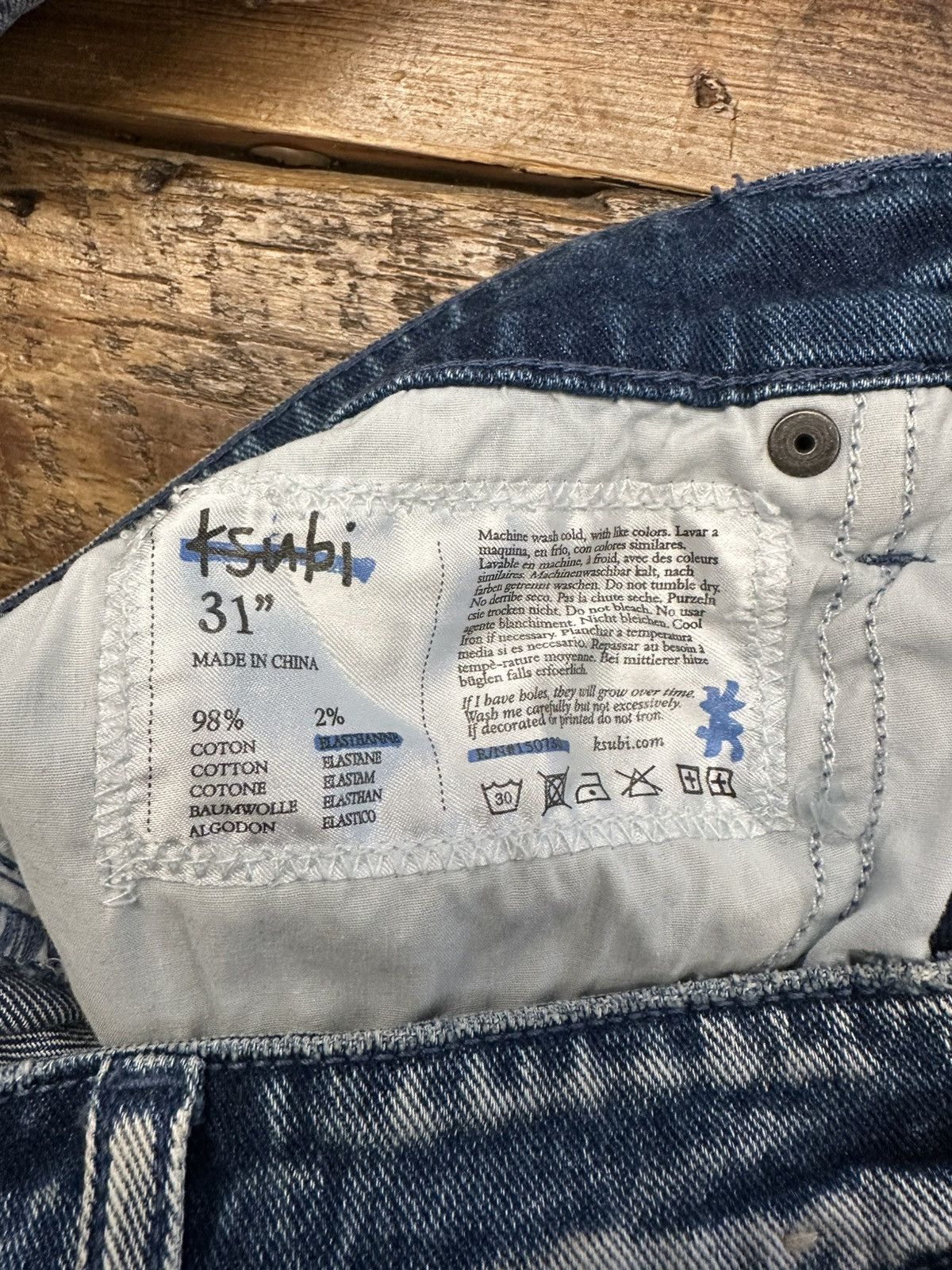 Ksubi Ksubi Knee Stitch Patch Plain Blue Denim Jeans Size 31 Size US 31 - 5 Thumbnail