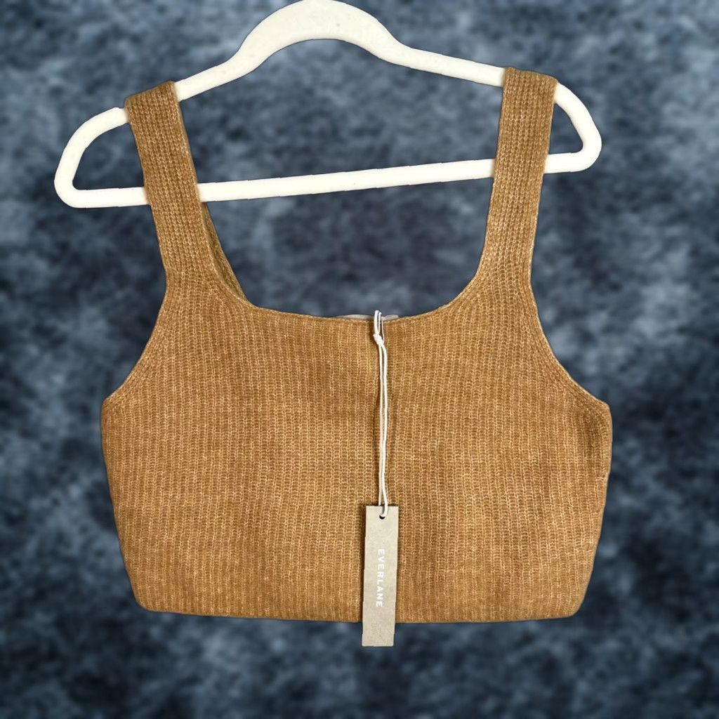 Everlane Everlane Tank Shirt Womens Small Wool Blend Cropped Square Neck Strap Wide Strap Casual Brown Knit Vintage No Size S / US 4 / IT 40 - 1 Thumbnail