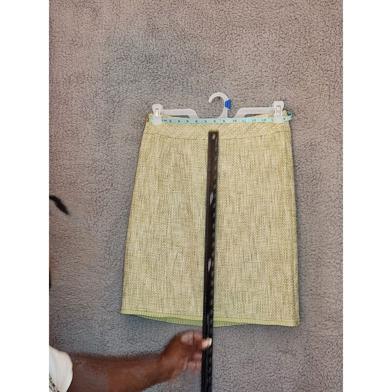Ann Taylor NWT Anne Taylor Green Tweed Lined Pencil Pleated Skirt 6P Size 28" / US 6 / IT 42 - 3 Thumbnail