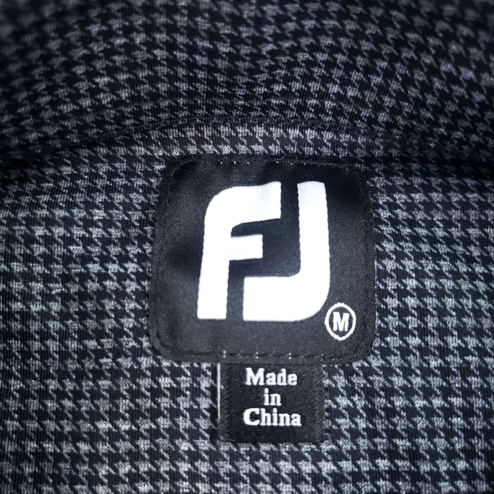 Footjoy FootJoy Polo Shirt Mens Medium Black Gray Houndstooth Short Sleeve Stretch Golf Size US M / EU 48-50 / 2 - 5 Thumbnail