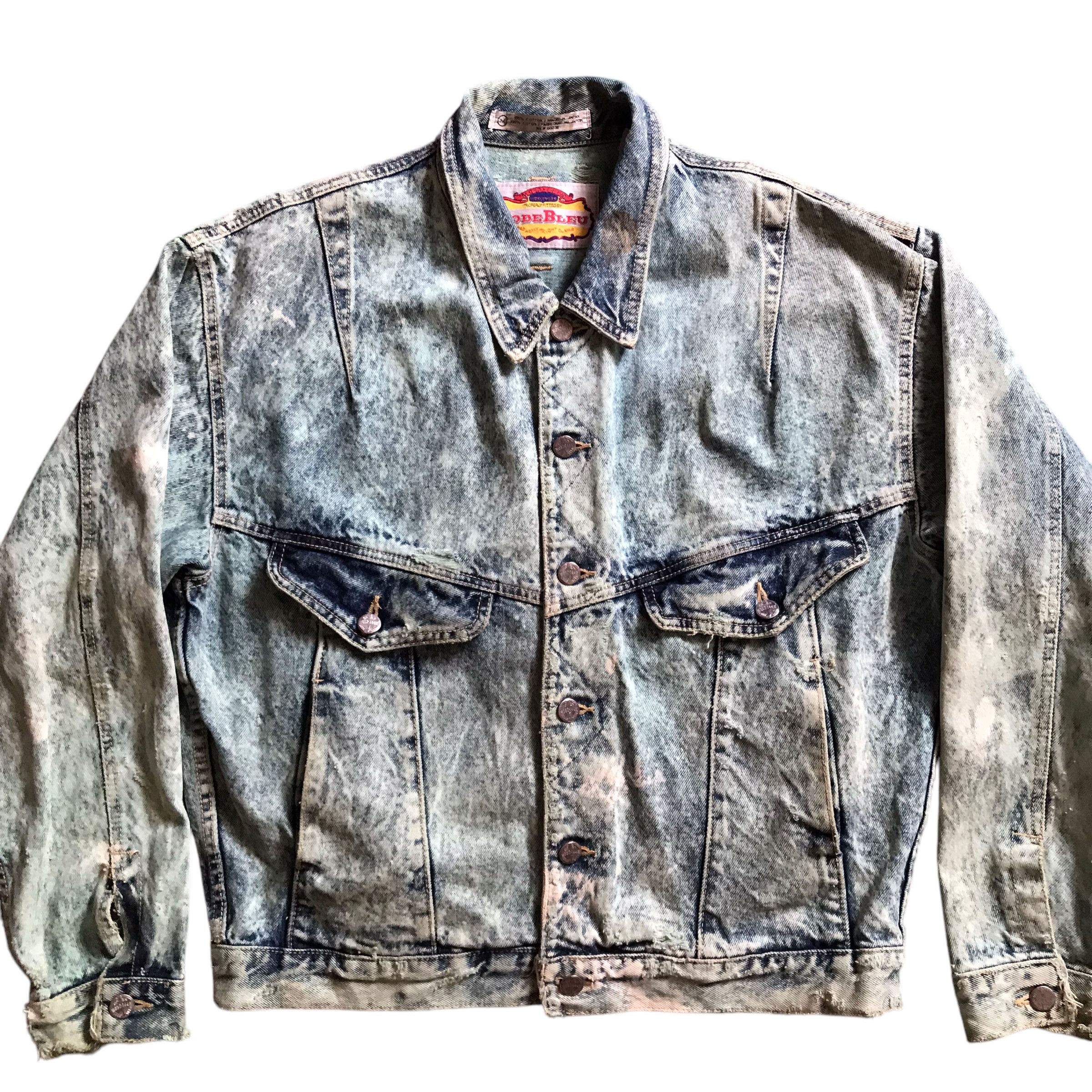 If Six Was Nine × Issey Miyake × Japanese Brand Code Bleu Trucker Jacket Inspired Issey Miyake acids Wash Size US L / EU 52-54 / 3 - 2 Thumbnail