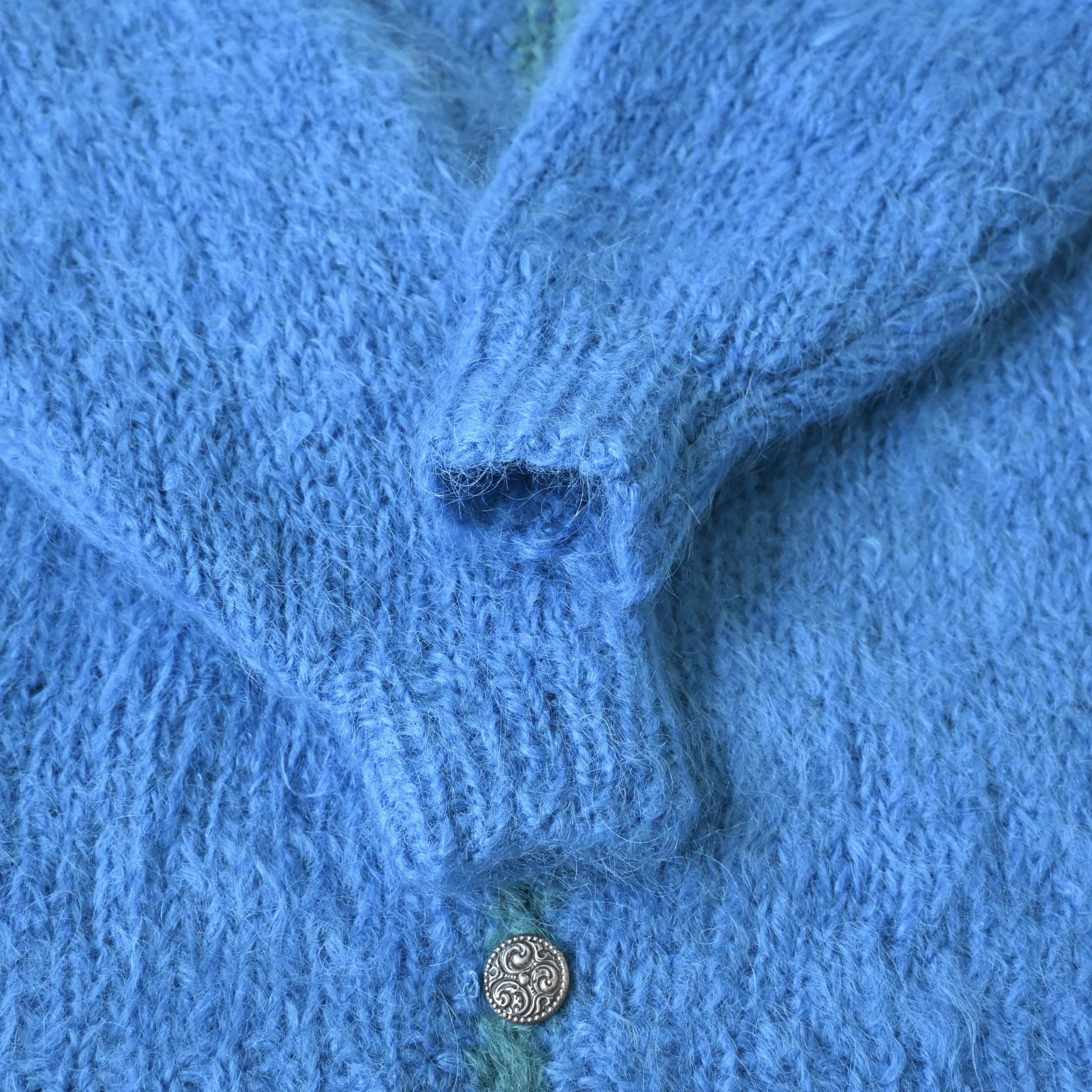 Handmade Vintage 1980 - 90s Mohair-mix knit cardigan, mens L Size XXL / US 16-18 / IT 52-54 - 8 Thumbnail