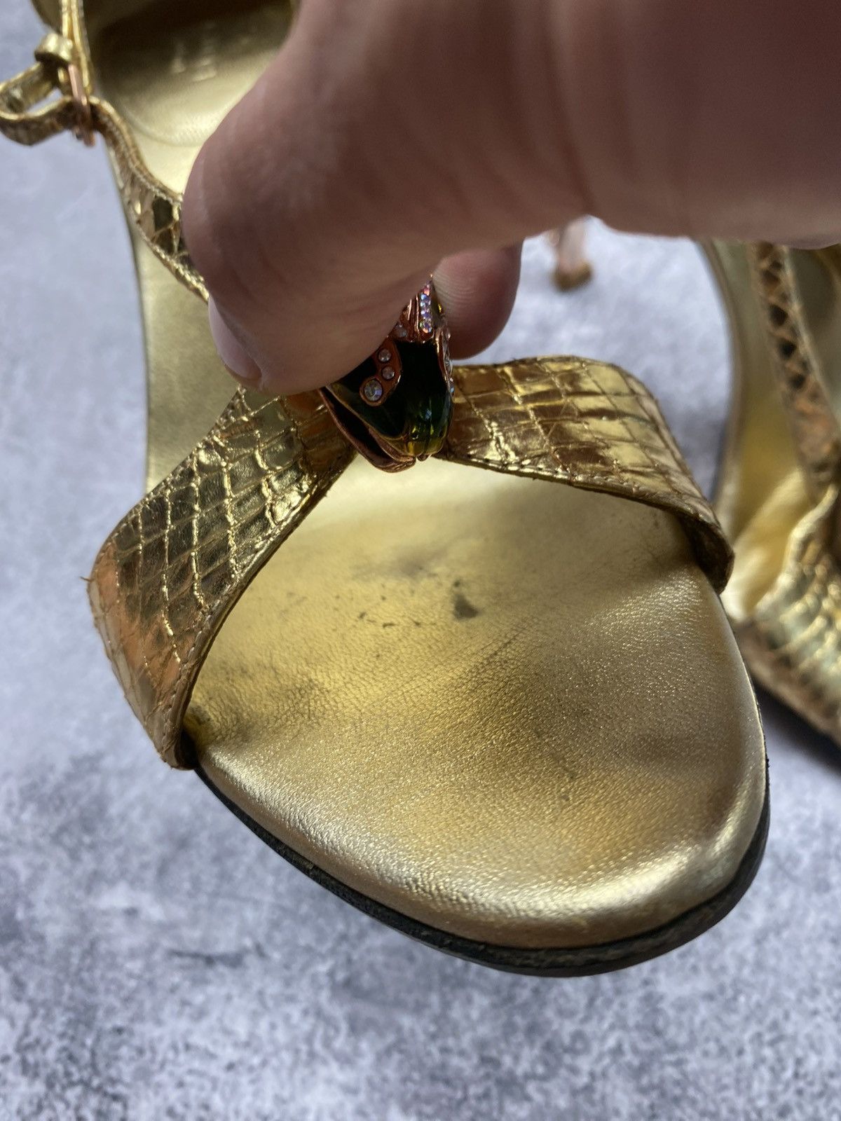 Gucci Gucci by Tom Ford SS04 Vintage Gold Python Bamboo Heel Snake Size US 7 / IT 37 - 14 Thumbnail
