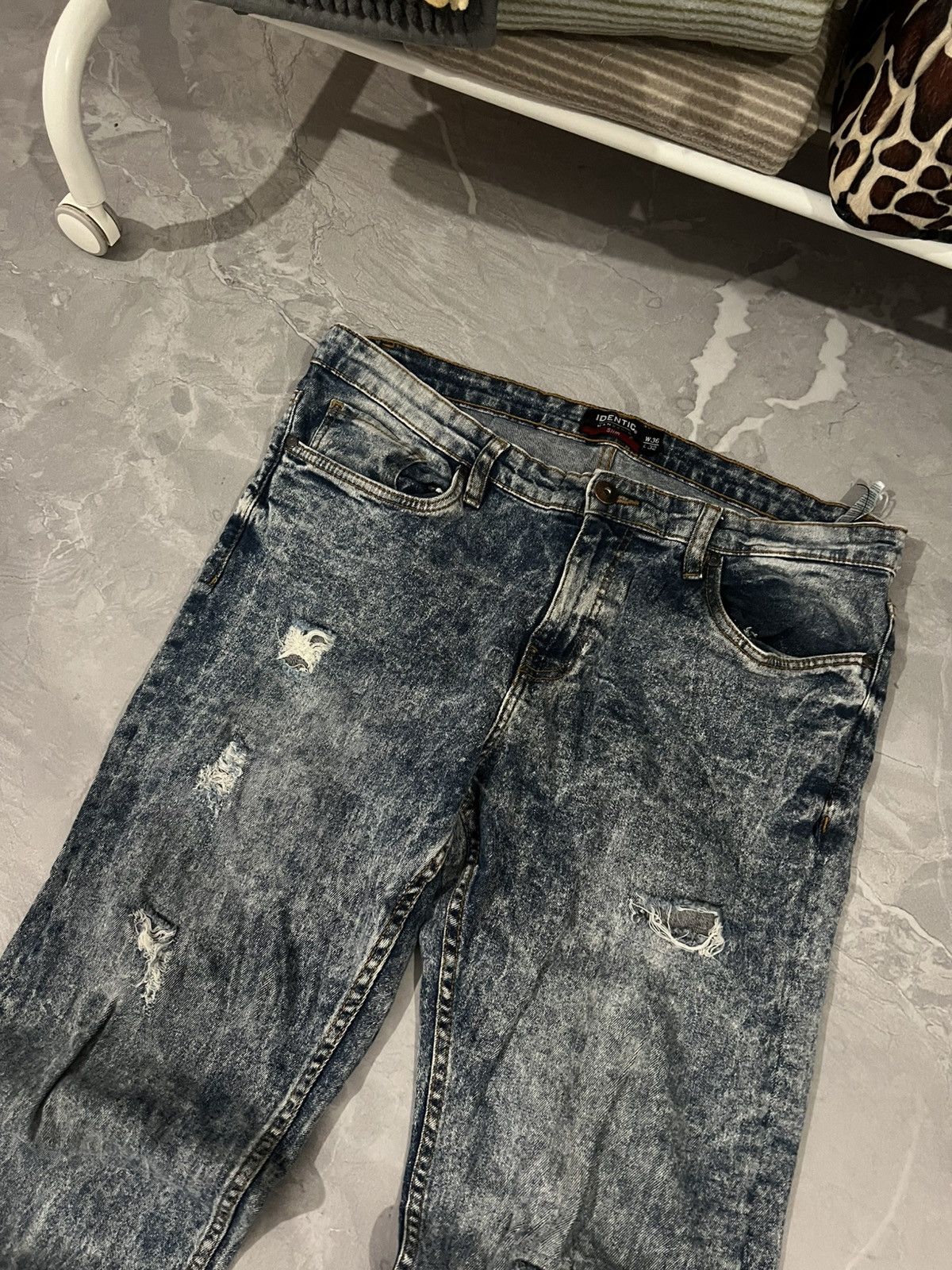 Japanese Brand Slim Distressed Paint Faded Fit / Archive Japan Vibe Vintage Size US 36 / EU 52 - 3 Thumbnail