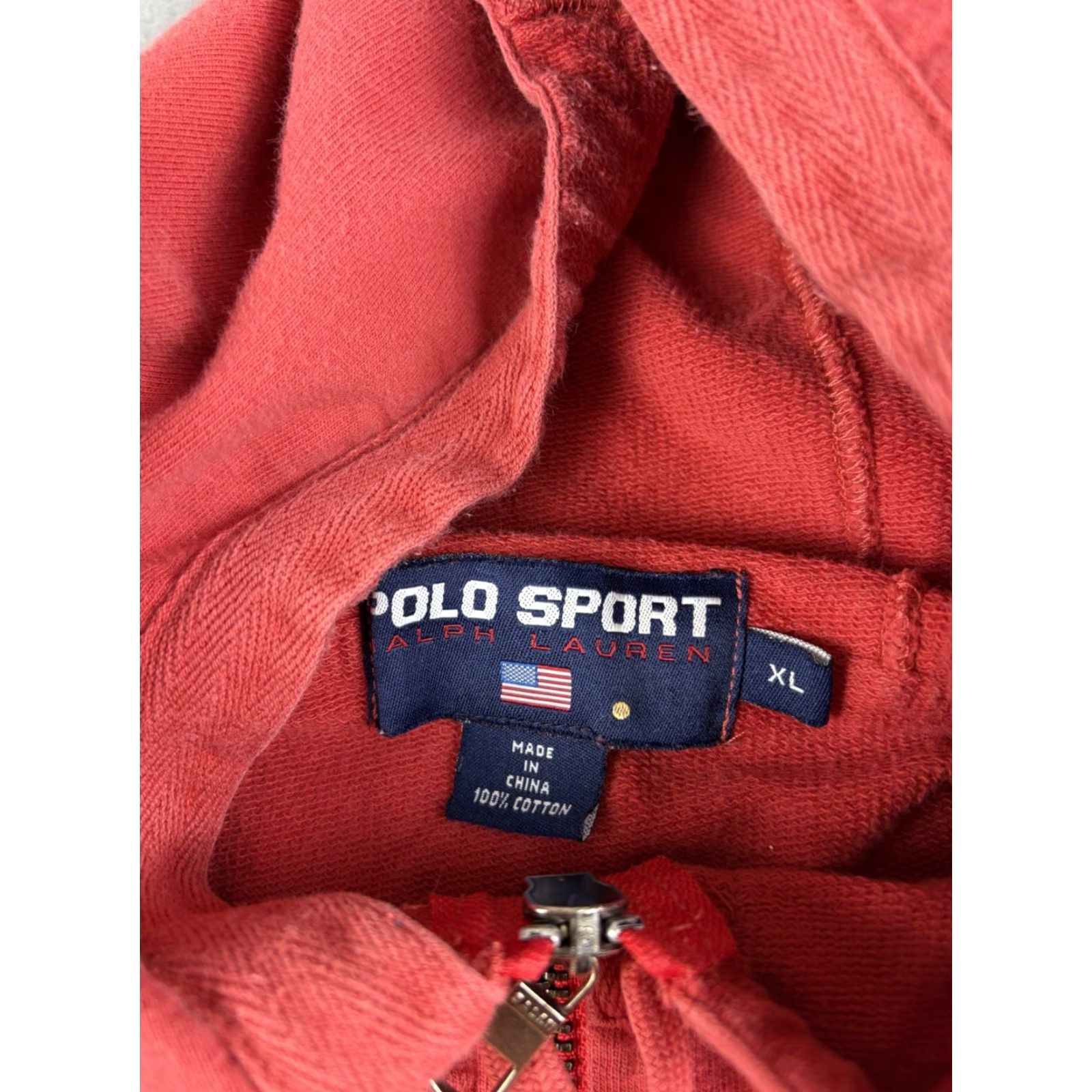 Vintage VINTAGE Polo Sport Ralph Lauren Hoodie Sweatshirt Red XL Men 90s Pullover Drawstring Logo Cotton Fleece Size US XL / EU 56 / 4 - 4 Thumbnail