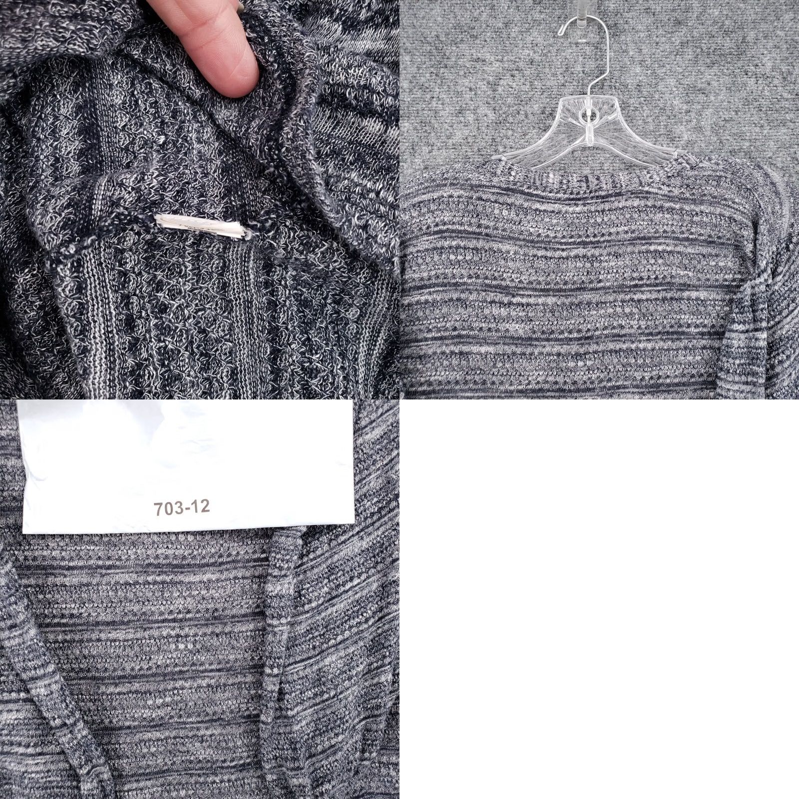 Lucky Brand Lucky Brand Cardigan Womens M Medium Gray Striped V-Neck Knit Long Sleeve Button Sweater Size M / US 6-8 / IT 42-44 - 8 Thumbnail