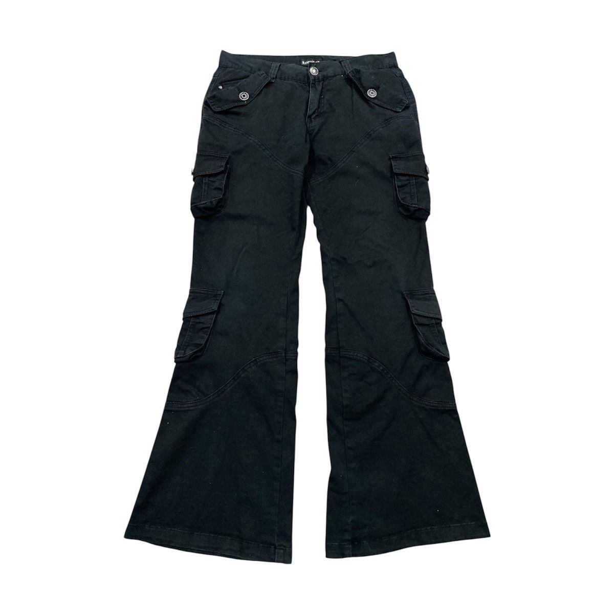 Japanese Brand LowBox Black Cargo Multipocket Flared Pants LGB Style Size US 32 / EU 48 - 1 Thumbnail