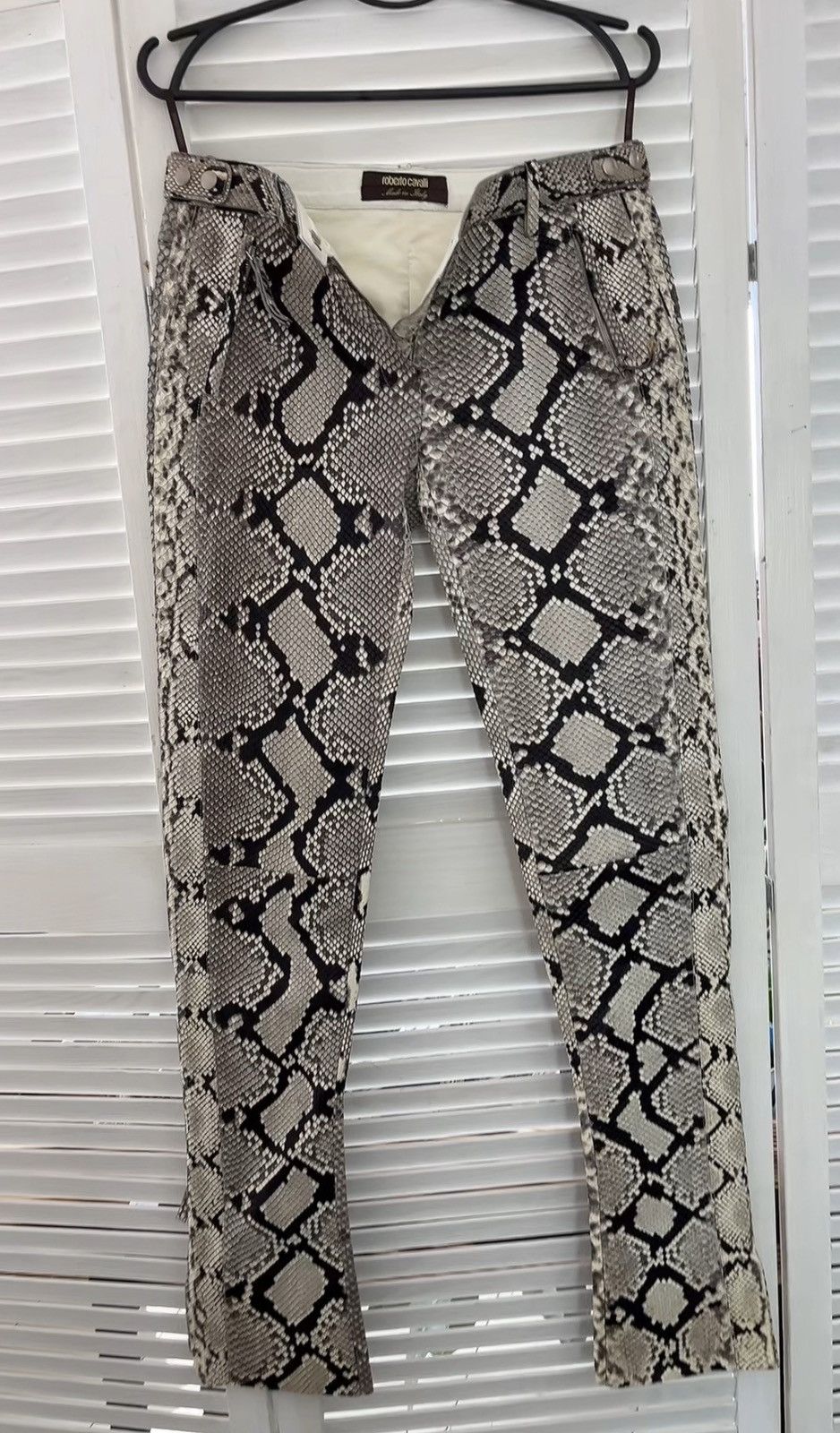 Roberto Cavalli Blush Pink Low-rise Bootcut Pants w/ Gold Rhinestone Plate on Pocket
