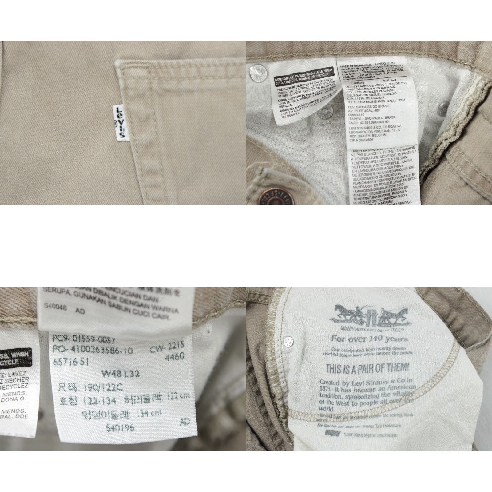 Levi's Levi's 559 Jeans - Levi's - Jeans - Men - 46x31 - Khaki Denim Relaxed Fit Straight Leg - 5-Pocket - USA Workwear - Beige - Regular Size - 46W x 31L Size US 30 / EU 46 - 8 Thumbnail