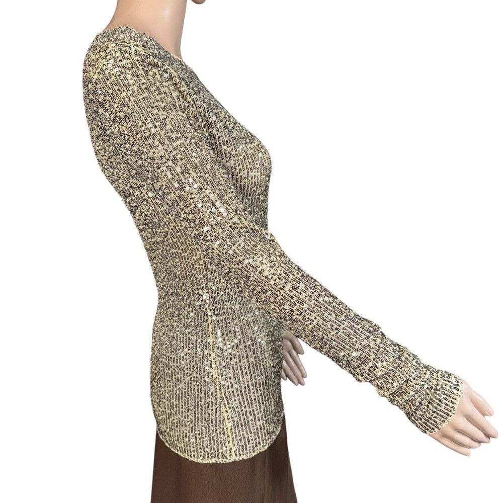Free People Free People Gold Rush Long Sleeve Sequins Top Size XS Size XS / US 0-2 / IT 36-38 - 5 Thumbnail