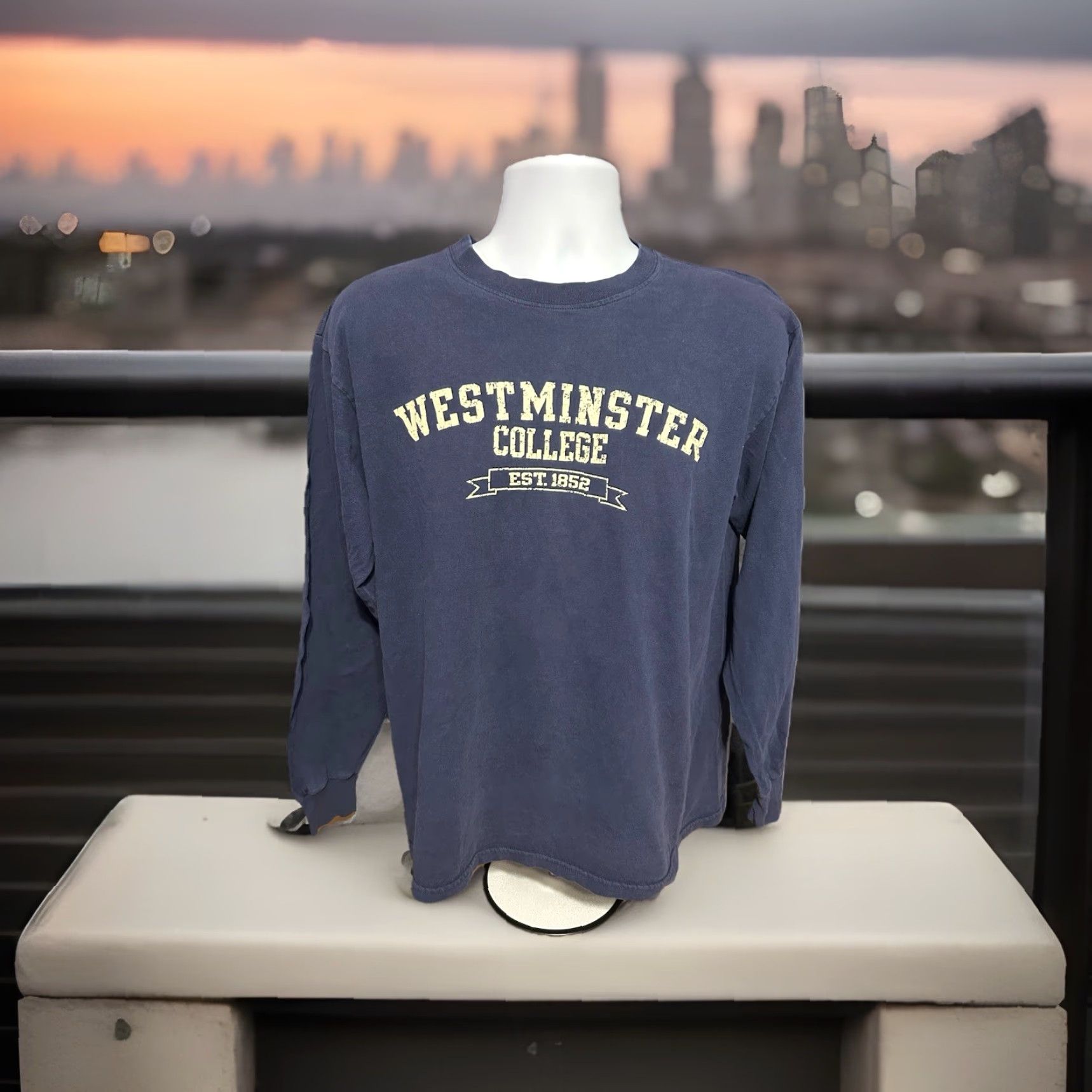 Soffe Westminster College Long Sleeve Shirt Women L Navy Blue Crew Neck Lightweight Cotton MJ Soffe Solid Club College Theme Mens Womens? Size L / US 10 / IT 46 - 4 Thumbnail