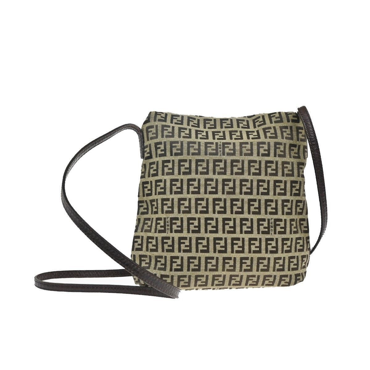 Fendi Fendi Zucchino Canvas Vintage Flap Crossbody Bag Brown Size ONE SIZE - 2 Thumbnail