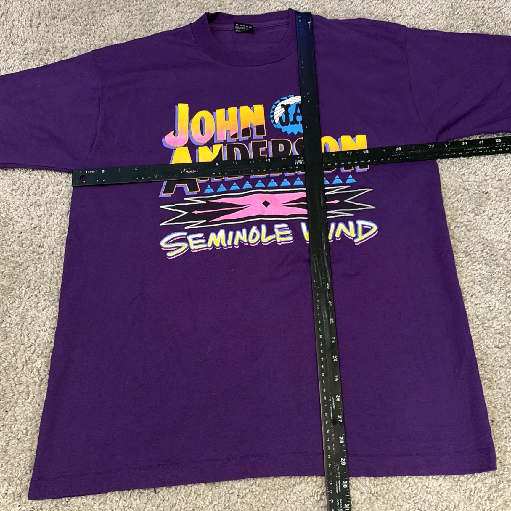 Vintage VINTAGE John Anderson Seminole Wind T-Shirt XL Purple Mens 90s Screen Stars Music Size US XL / EU 56 / 4 - 5 Thumbnail